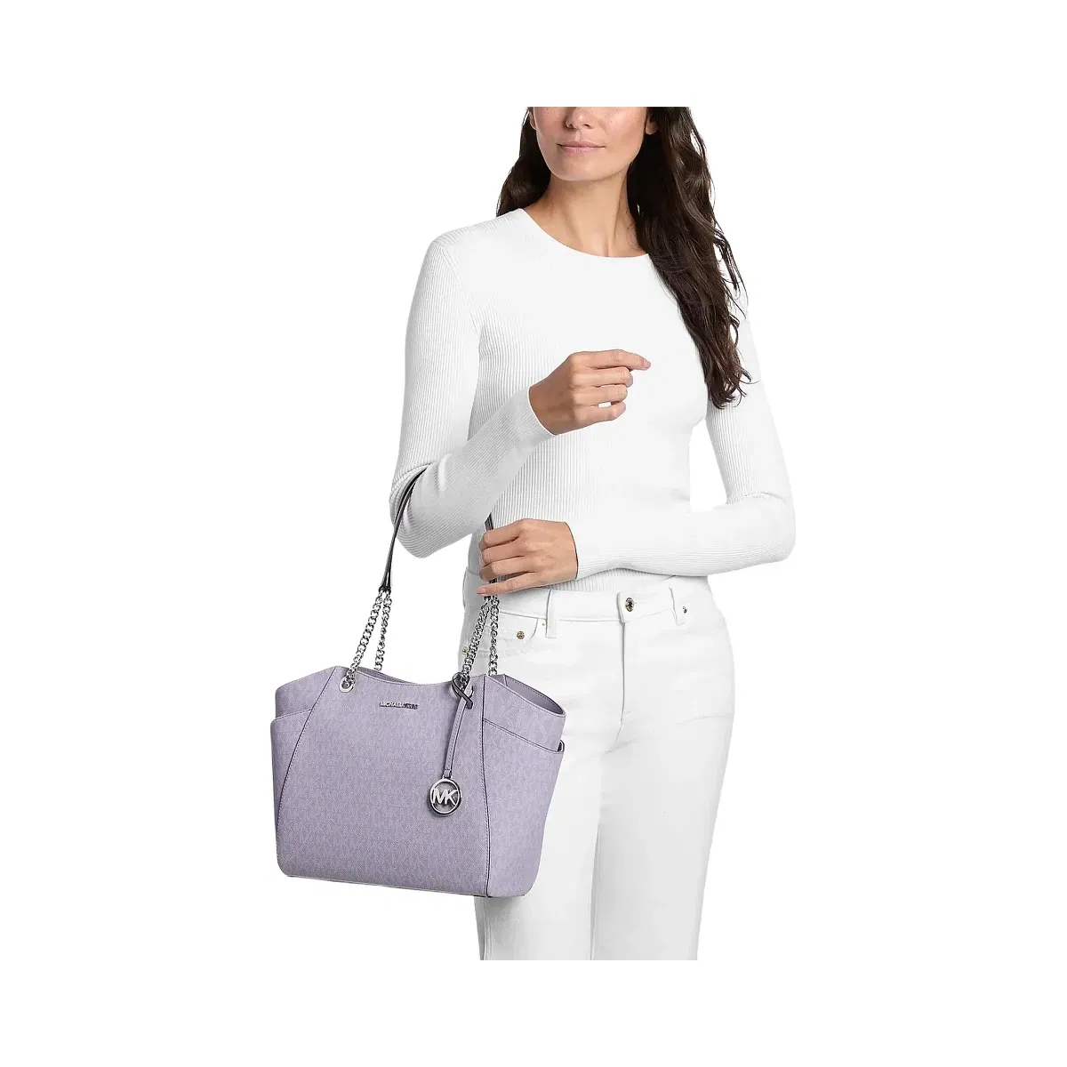 Michael Kors Jet Set Large Signature Logo Shoulder Bag Lilac