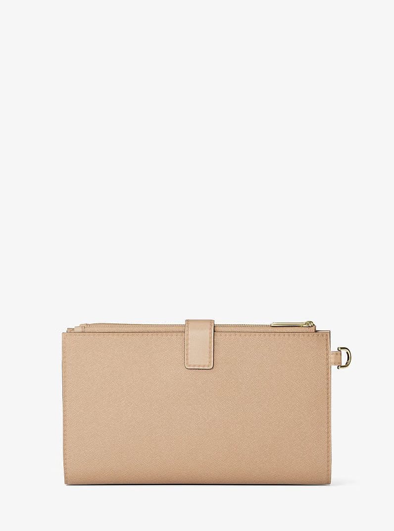 Michael Kors Jet Set Large Leather Smartphone Wristlet Wallet Camel