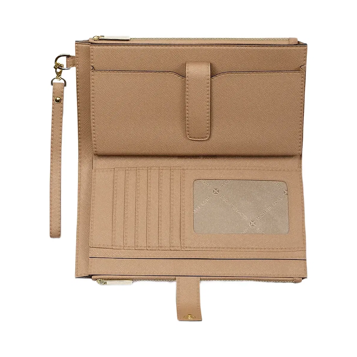 Michael Kors Jet Set Large Leather Smartphone Wristlet Wallet Camel