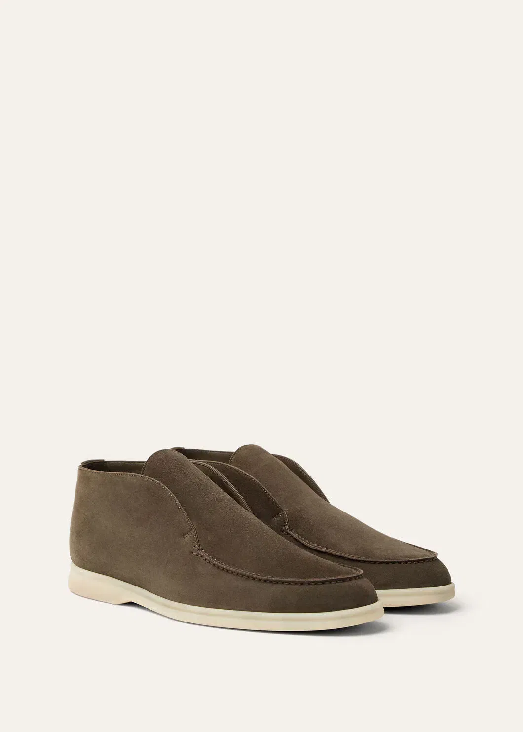 LoroPiana Open Walk Ankle Boot Grey Moss