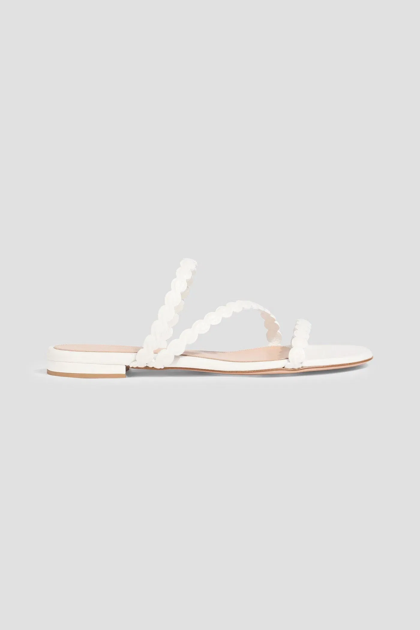 Gianvito Rossi Kai 05 Scalloped Leather Sandals White Women's
