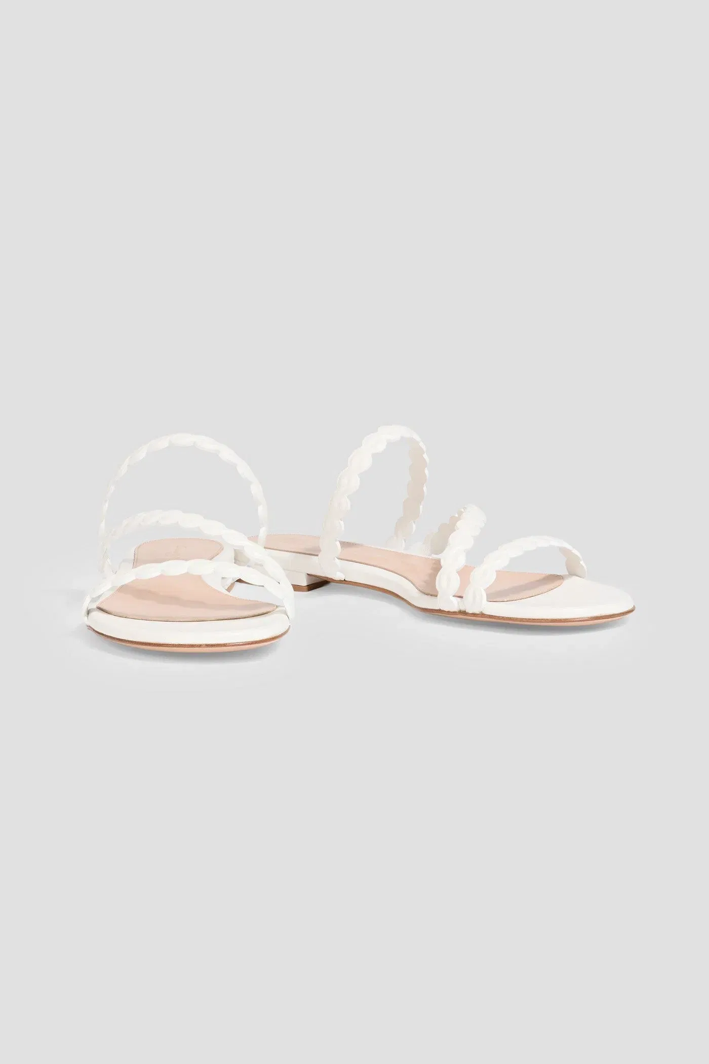 Gianvito Rossi Kai 05 Scalloped Leather Sandals White Women's