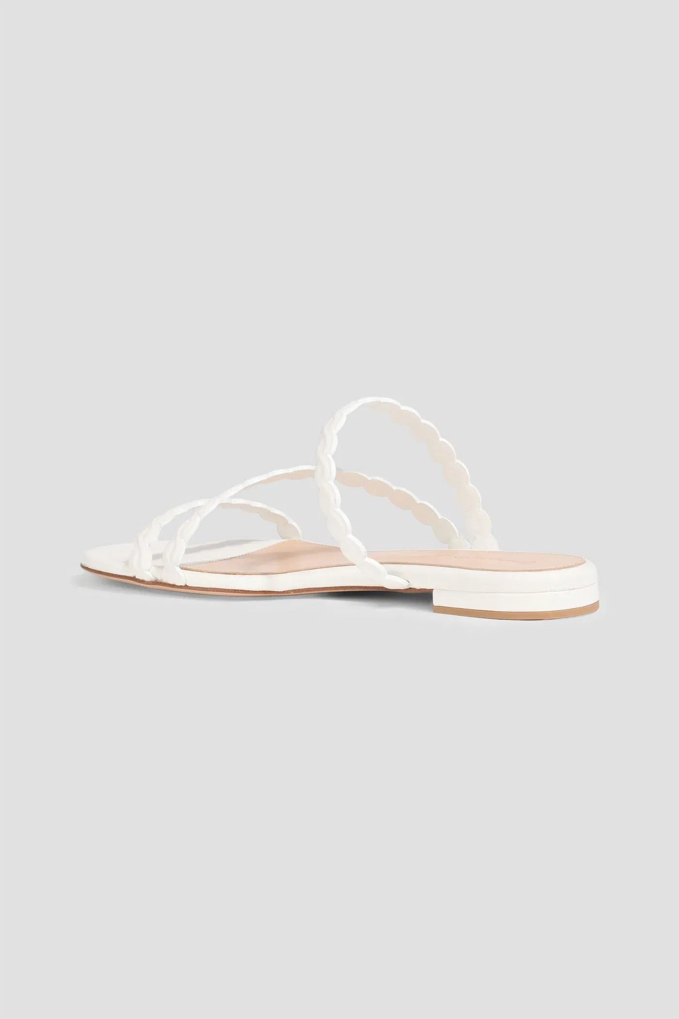 Gianvito Rossi Kai 05 Scalloped Leather Sandals White Women's