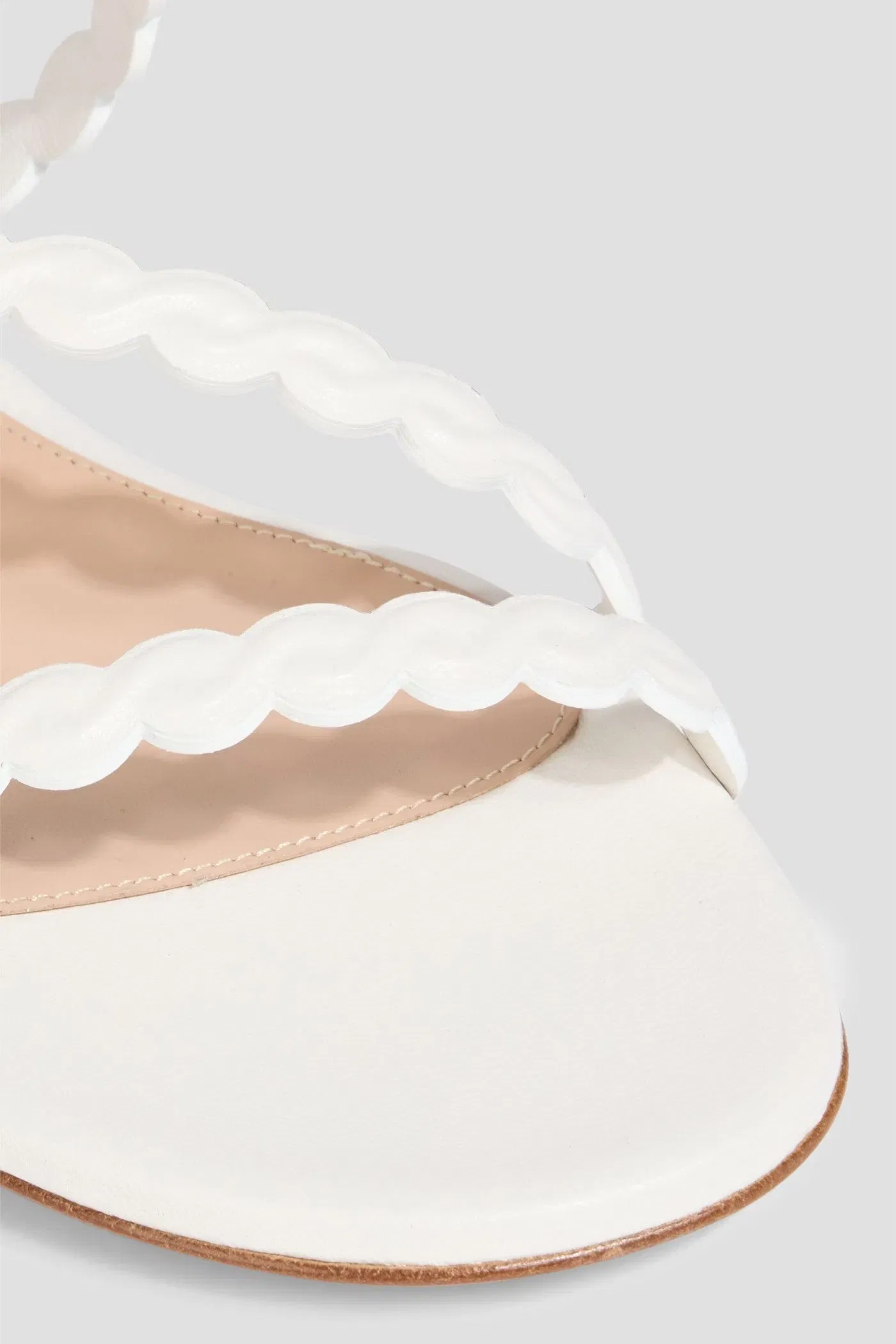 Gianvito Rossi Kai 05 Scalloped Leather Sandals White Women's