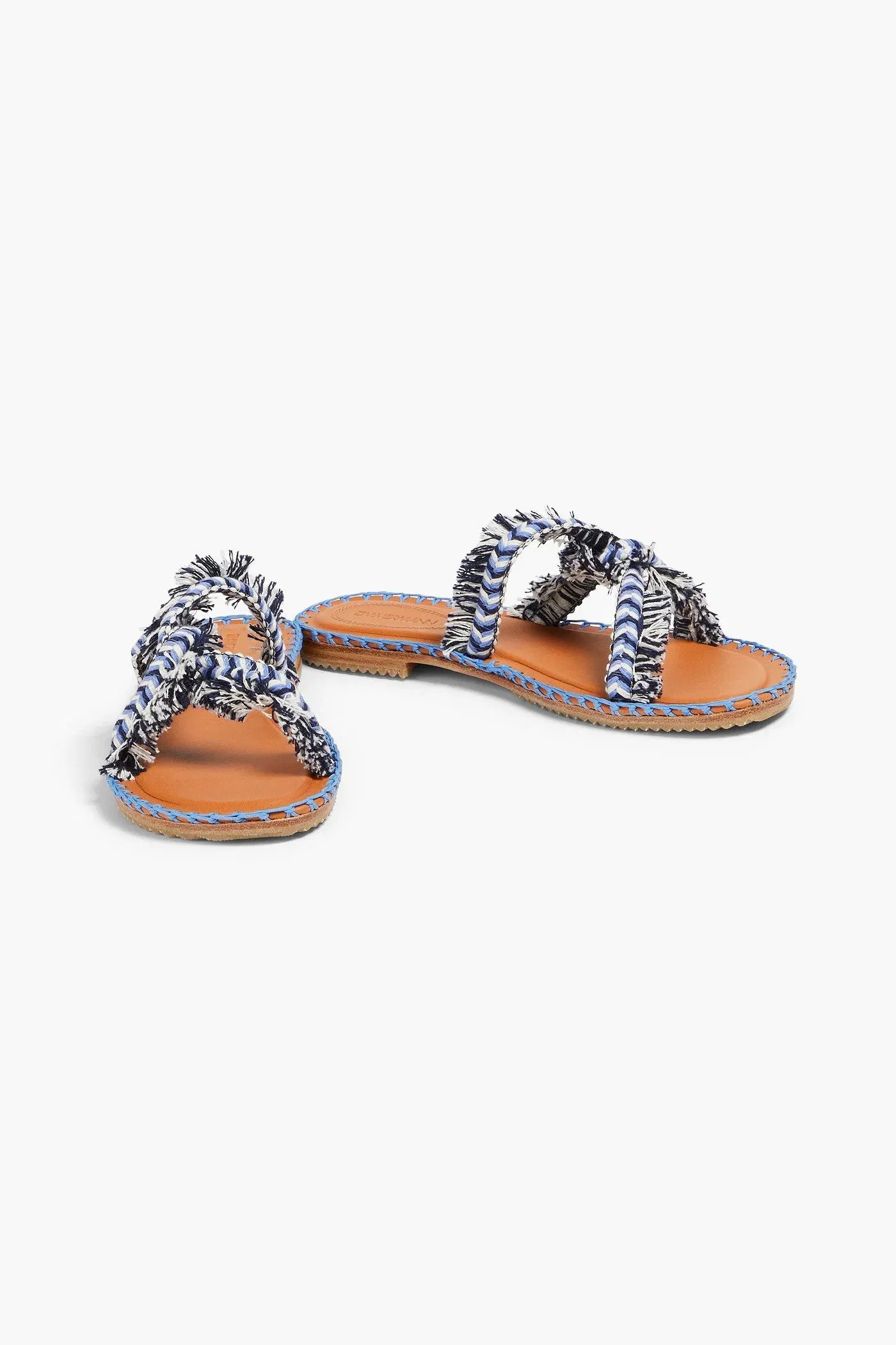 Zimmermann Fringed Braided Cord Sandals Light Blue Women's
