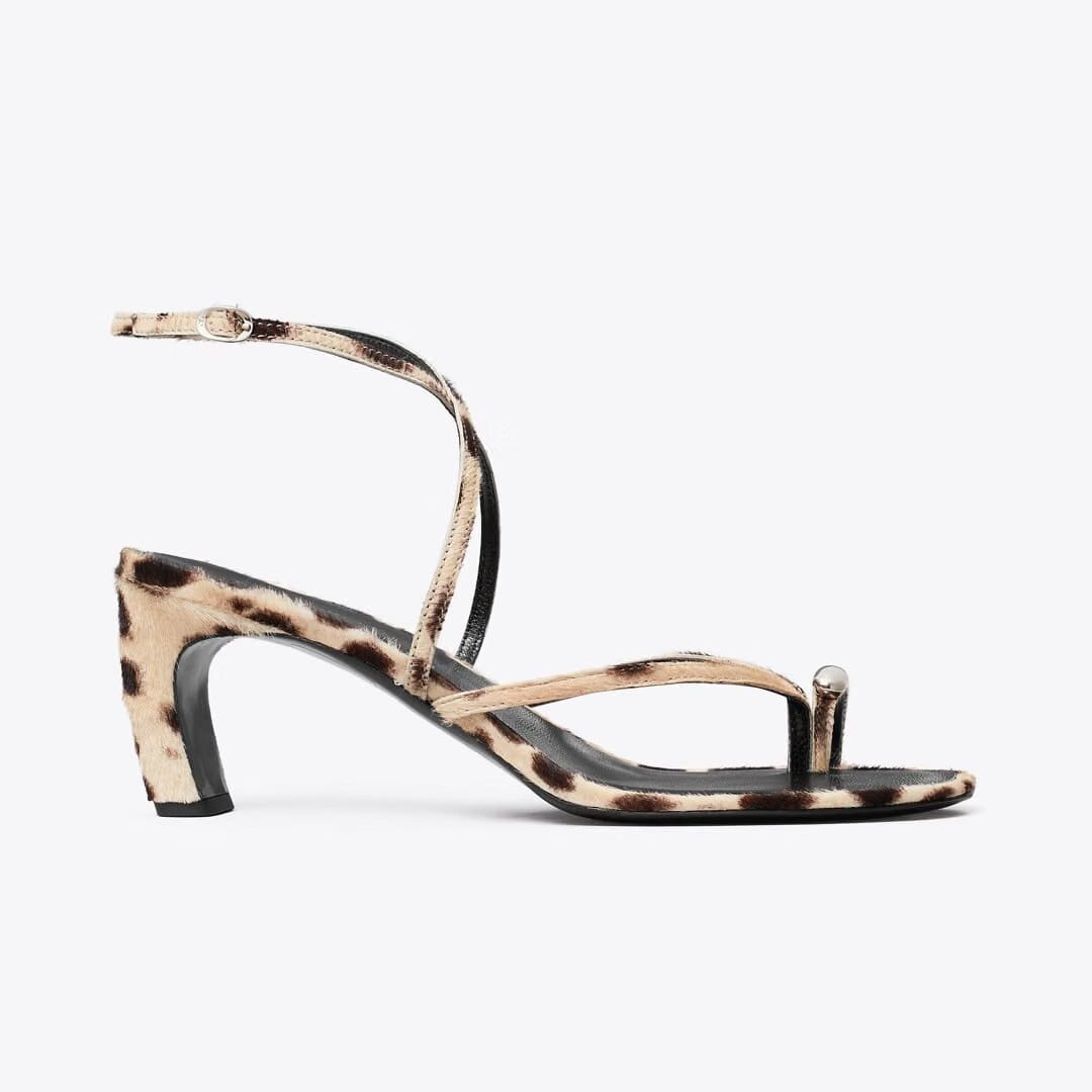 Tory Burch Pierced Strappy Heel Sandal 65mm CHEETAH SPOTS / SILVER