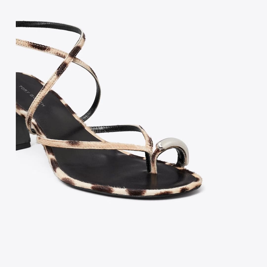 Tory Burch Pierced Strappy Heel Sandal 65mm CHEETAH SPOTS / SILVER