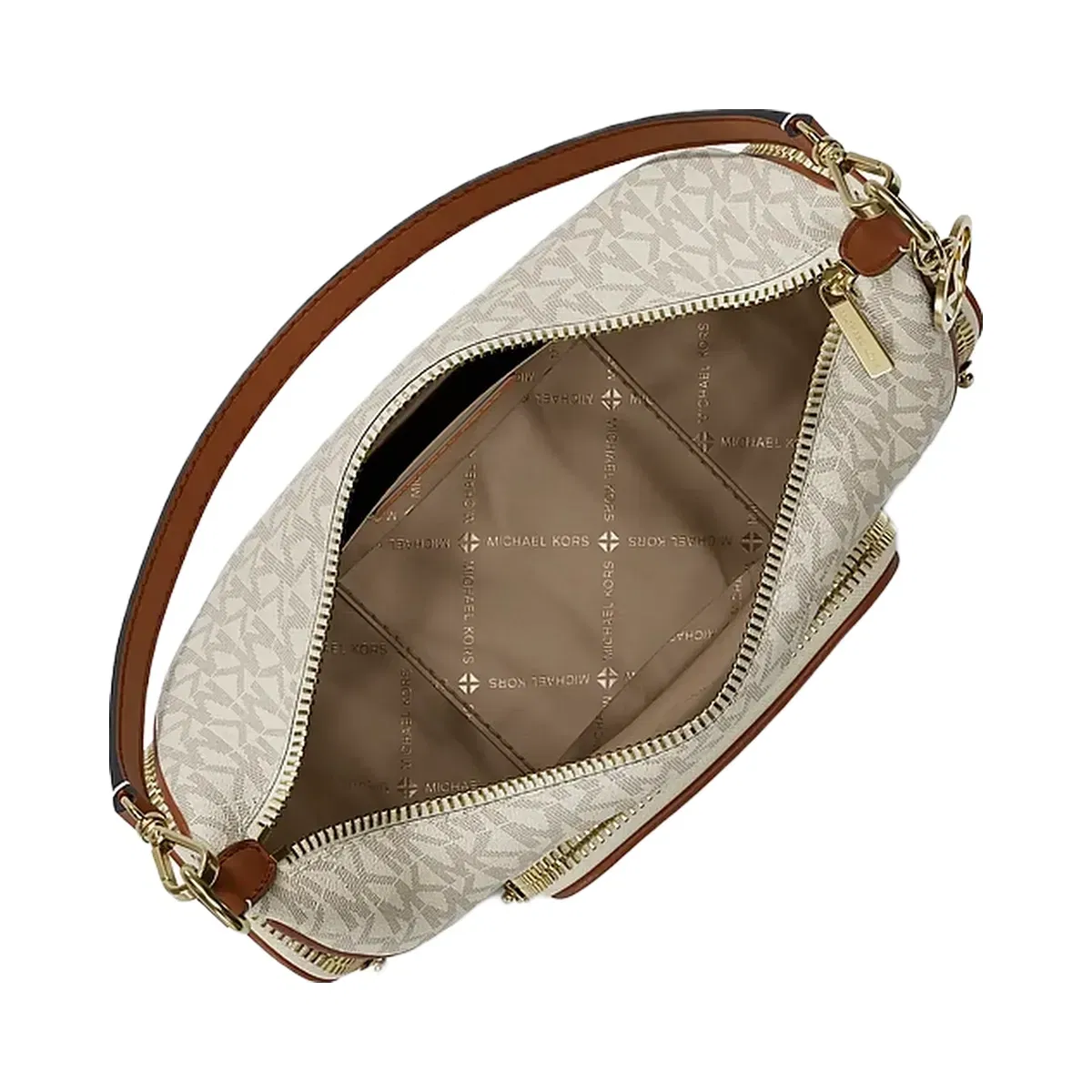 Michael Kors Merritt Small Signature Logo Convertible Shoulder Bag Vanilla