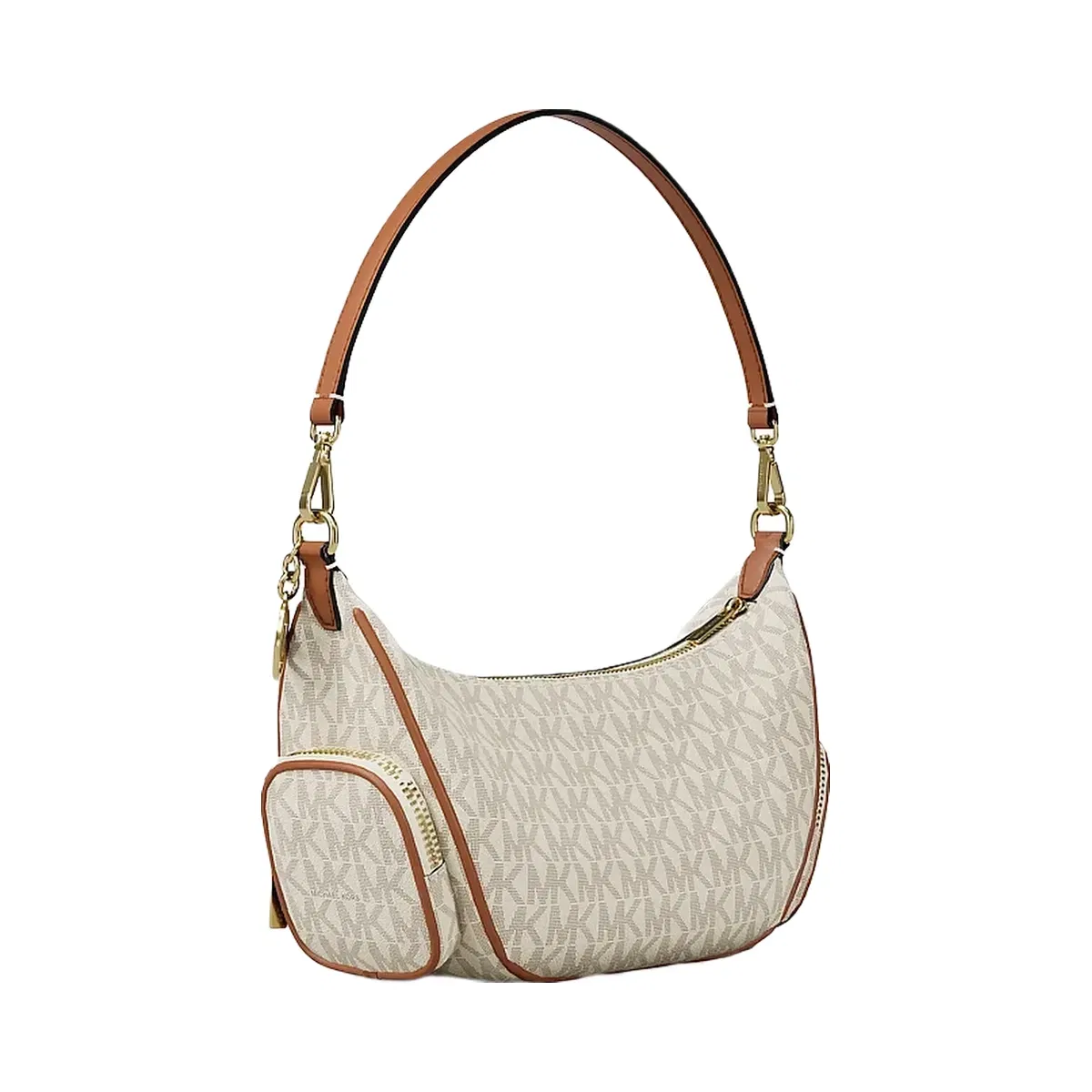 Michael Kors Merritt Small Signature Logo Convertible Shoulder Bag Vanilla