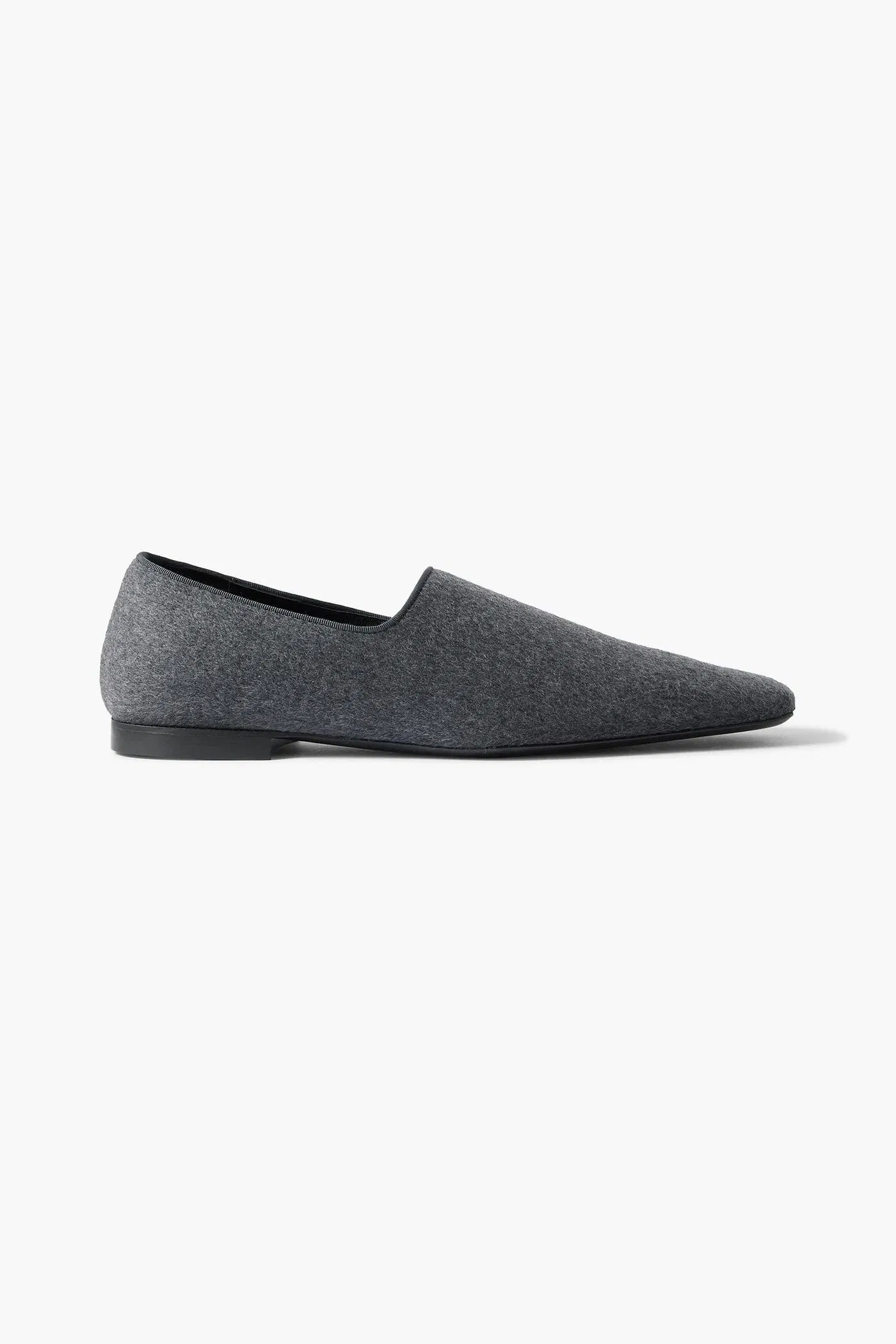 Toteme The Piped Wool And Cashmere-Blend Felt Loafers Anthracite Women's