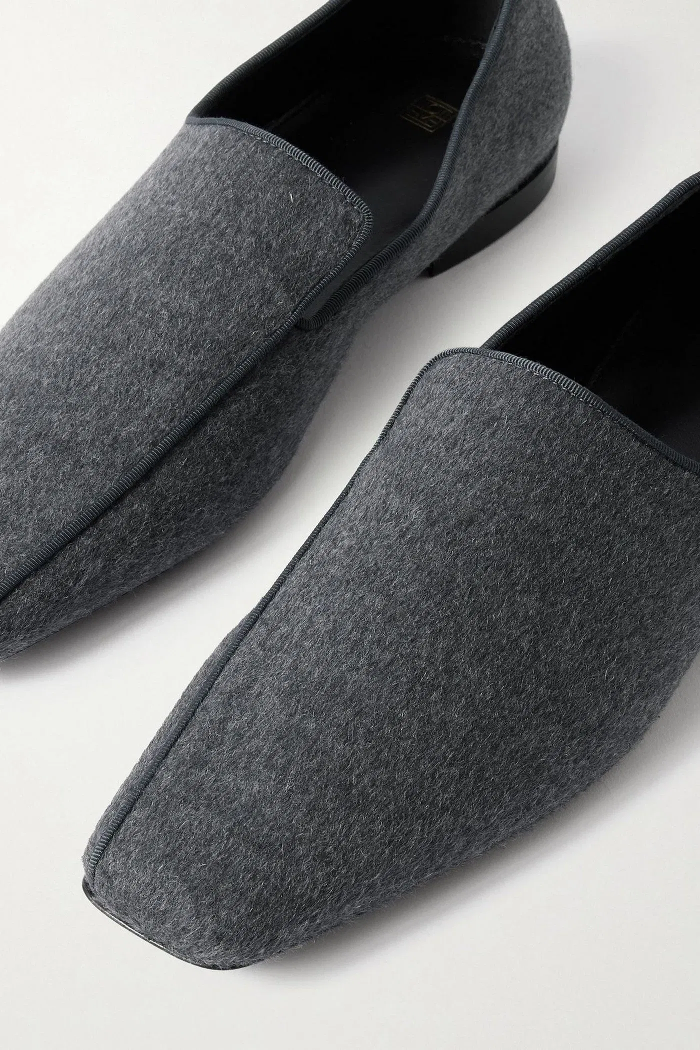 Toteme The Piped Wool And Cashmere-Blend Felt Loafers Anthracite Women's