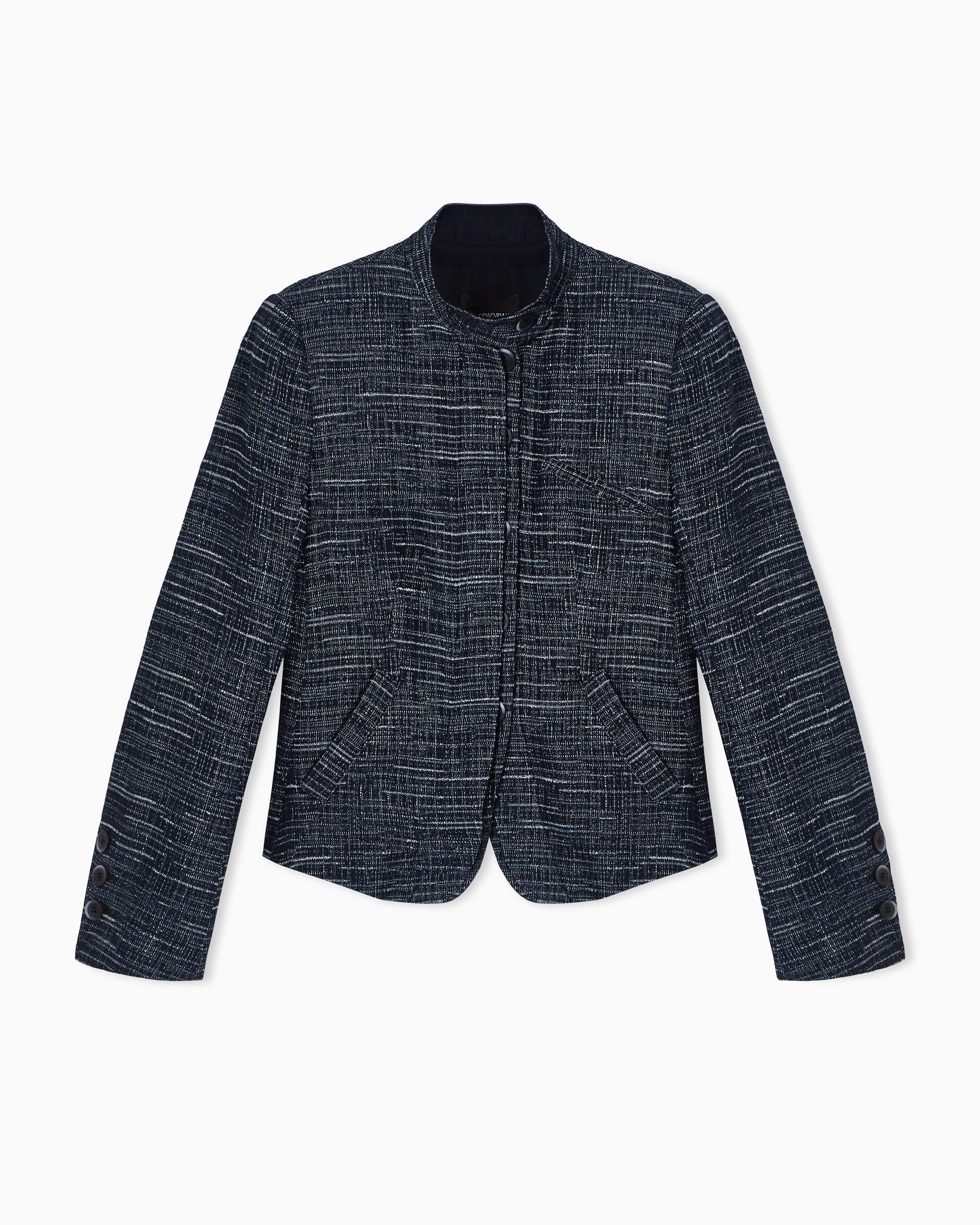 Emporio Armani Guru collar jacket in denim-effect tweed