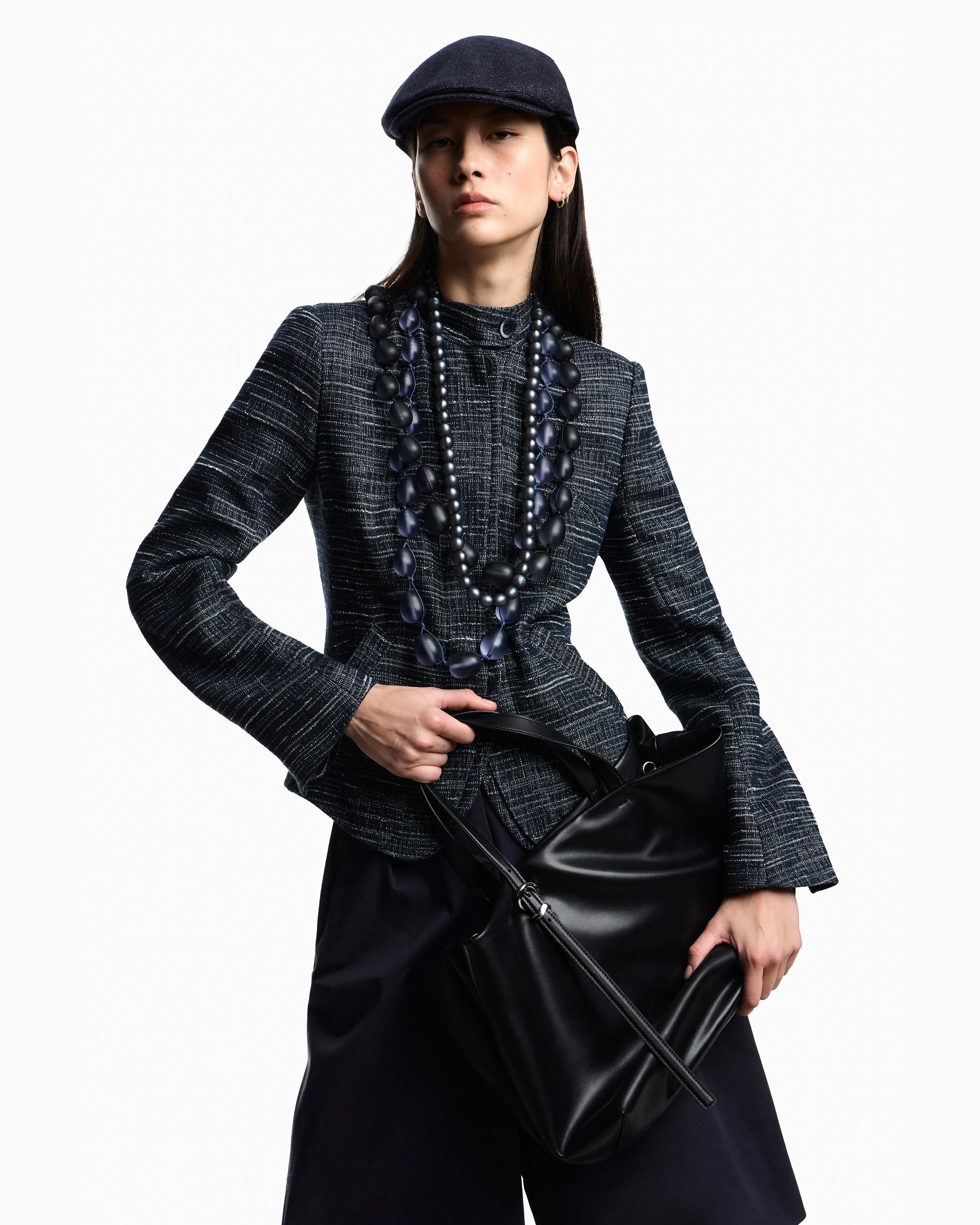 Emporio Armani Guru collar jacket in denim-effect tweed