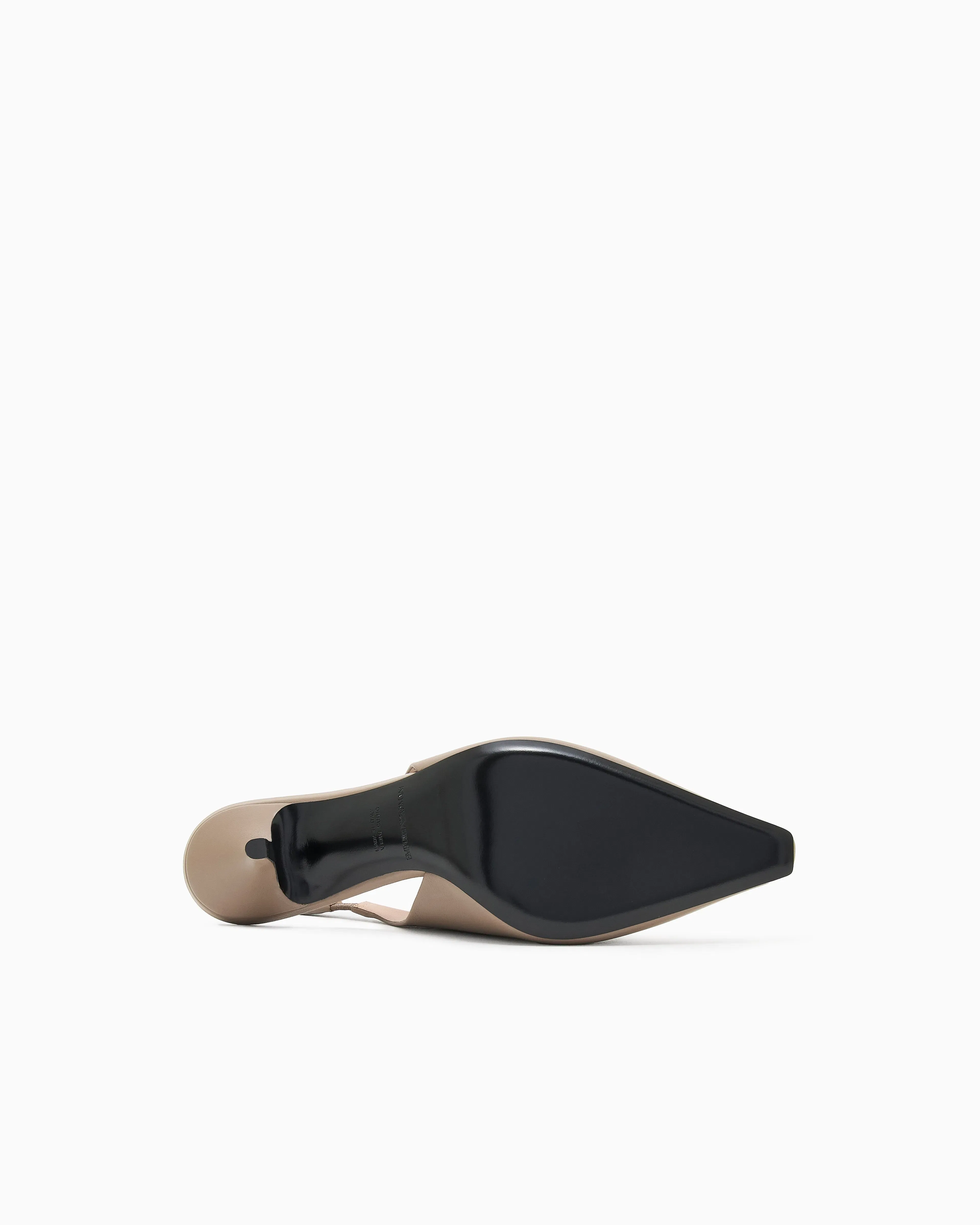 Emporio Armani Nappa-Leather Slingback Court Shoes With Eagle Plate Brown