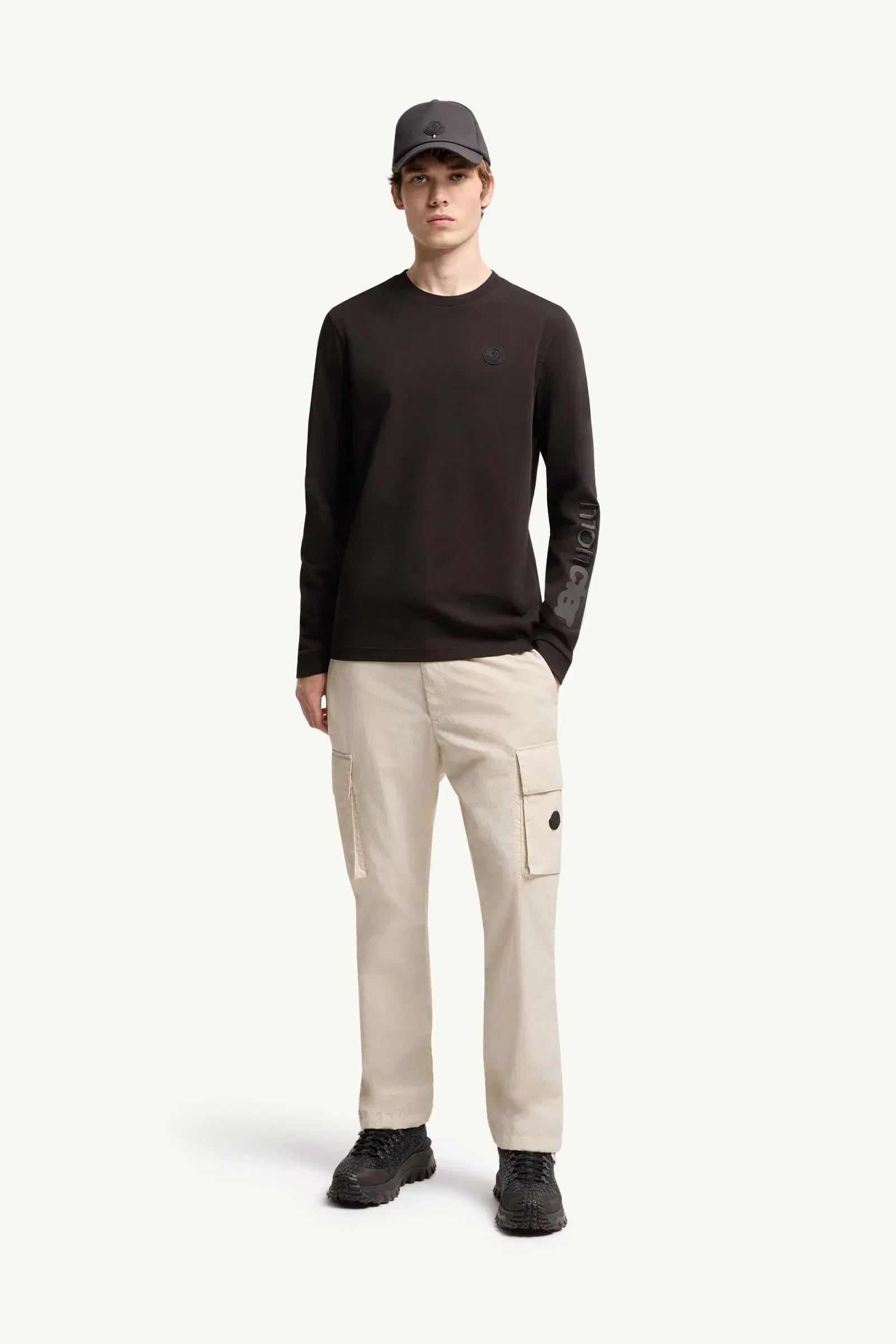 Moncler Cotton Jersey Long Sleeve T-Shirt Black Black