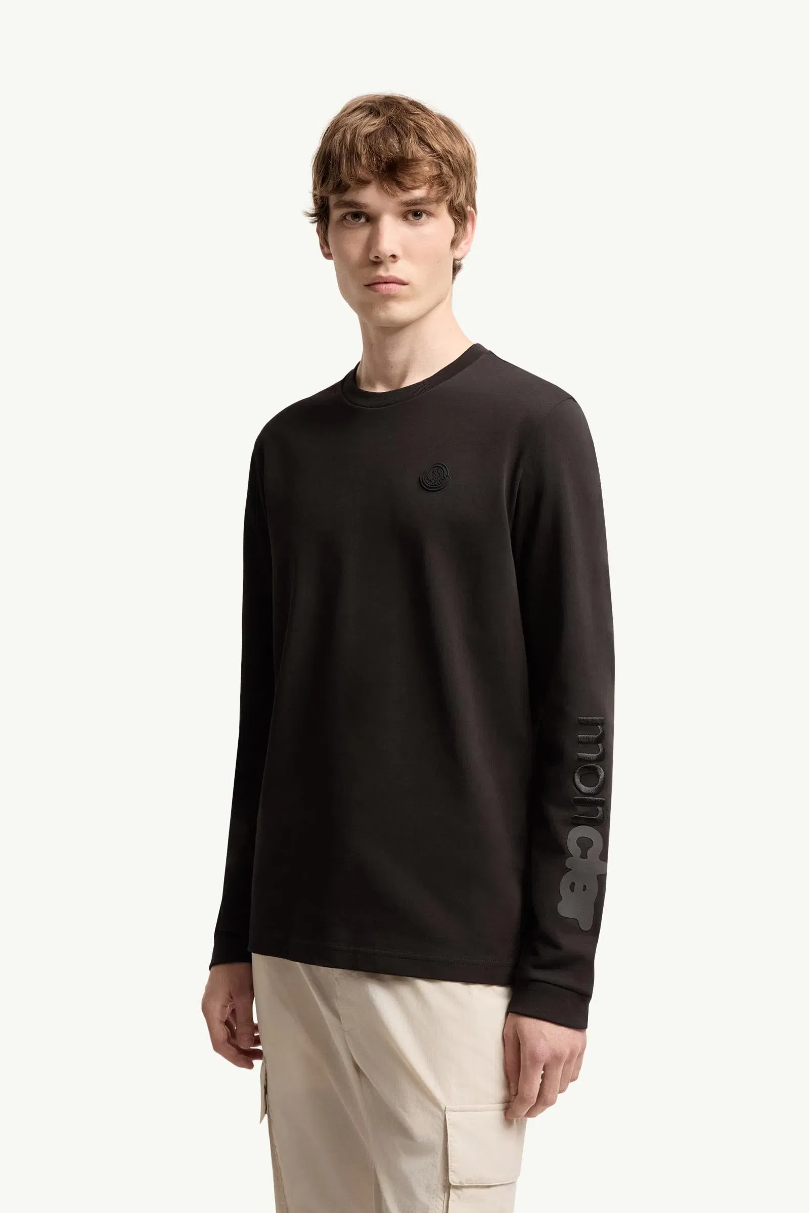 Moncler Cotton Jersey Long Sleeve T-Shirt Black Black