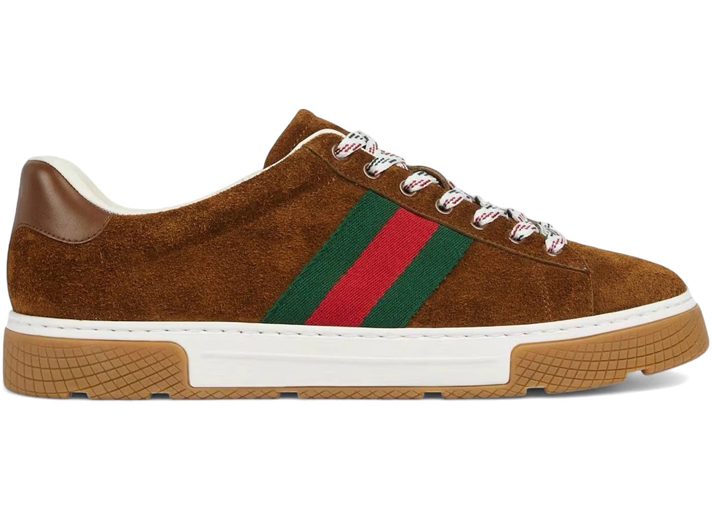 Gucci Ace Web Brown Suede