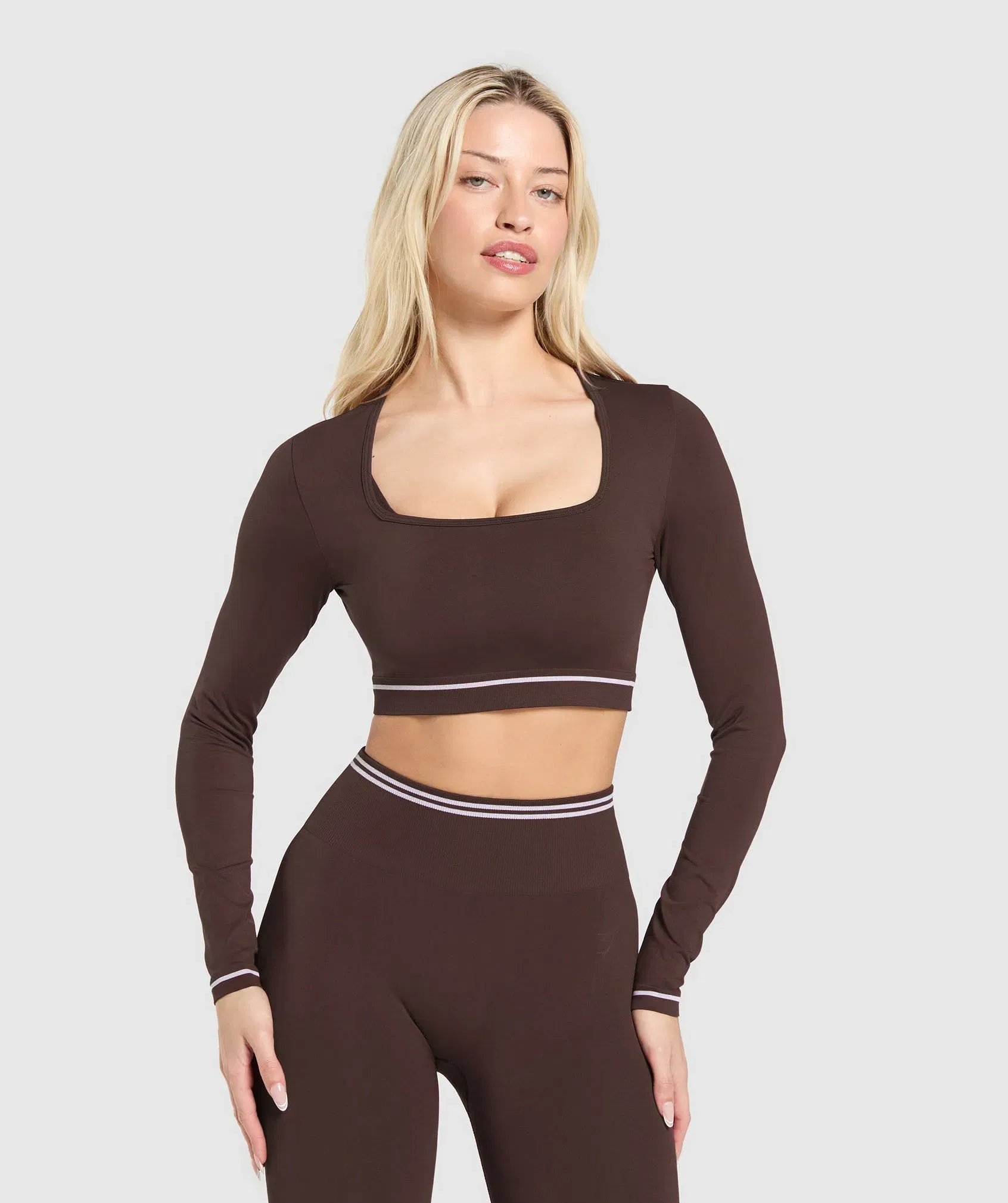 Women's Gymshark Contrast Seamless Crop Top Heritage Brown