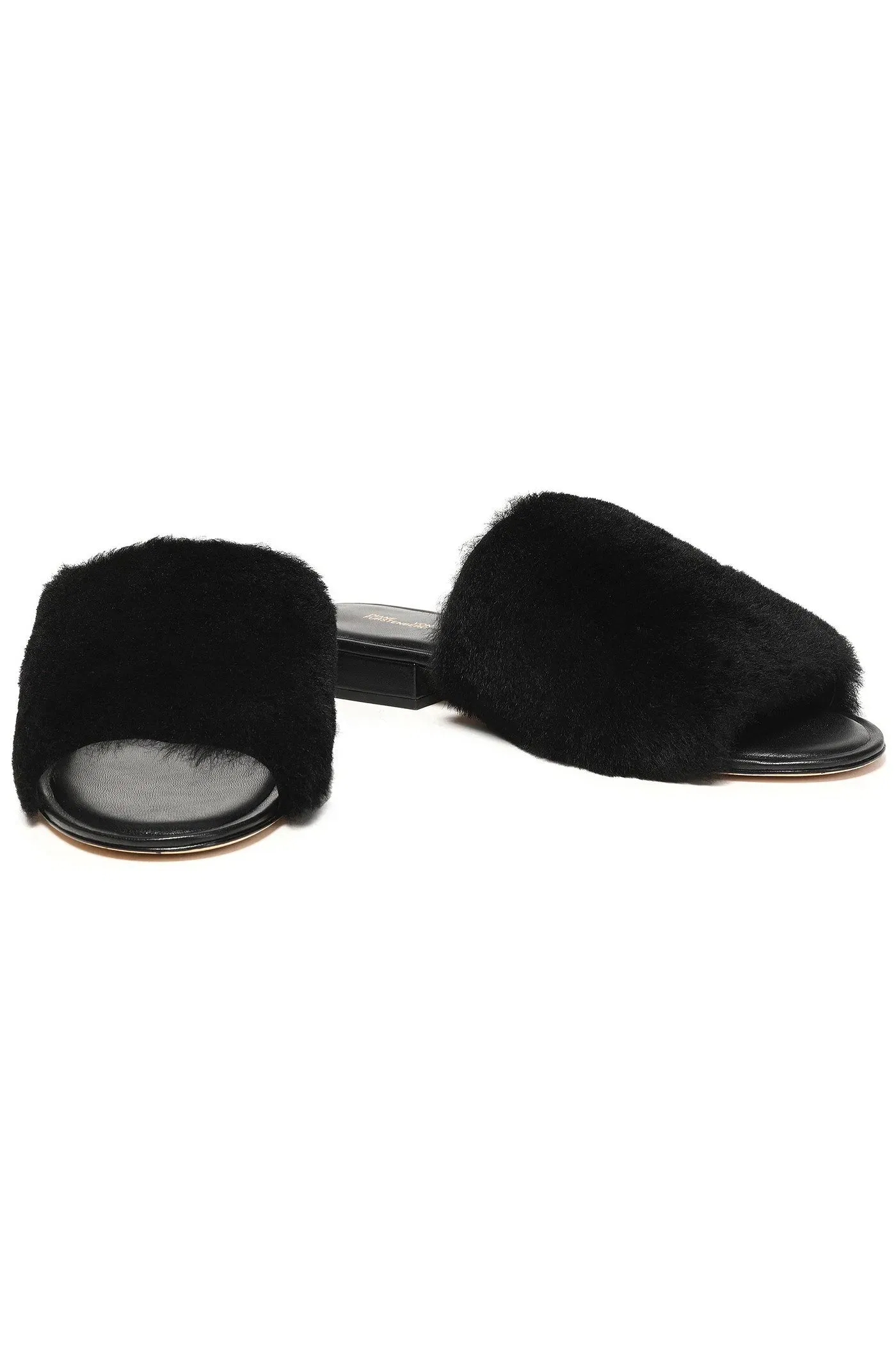 Diane Von Furstenberg Santi Shearling Slides Black Women's