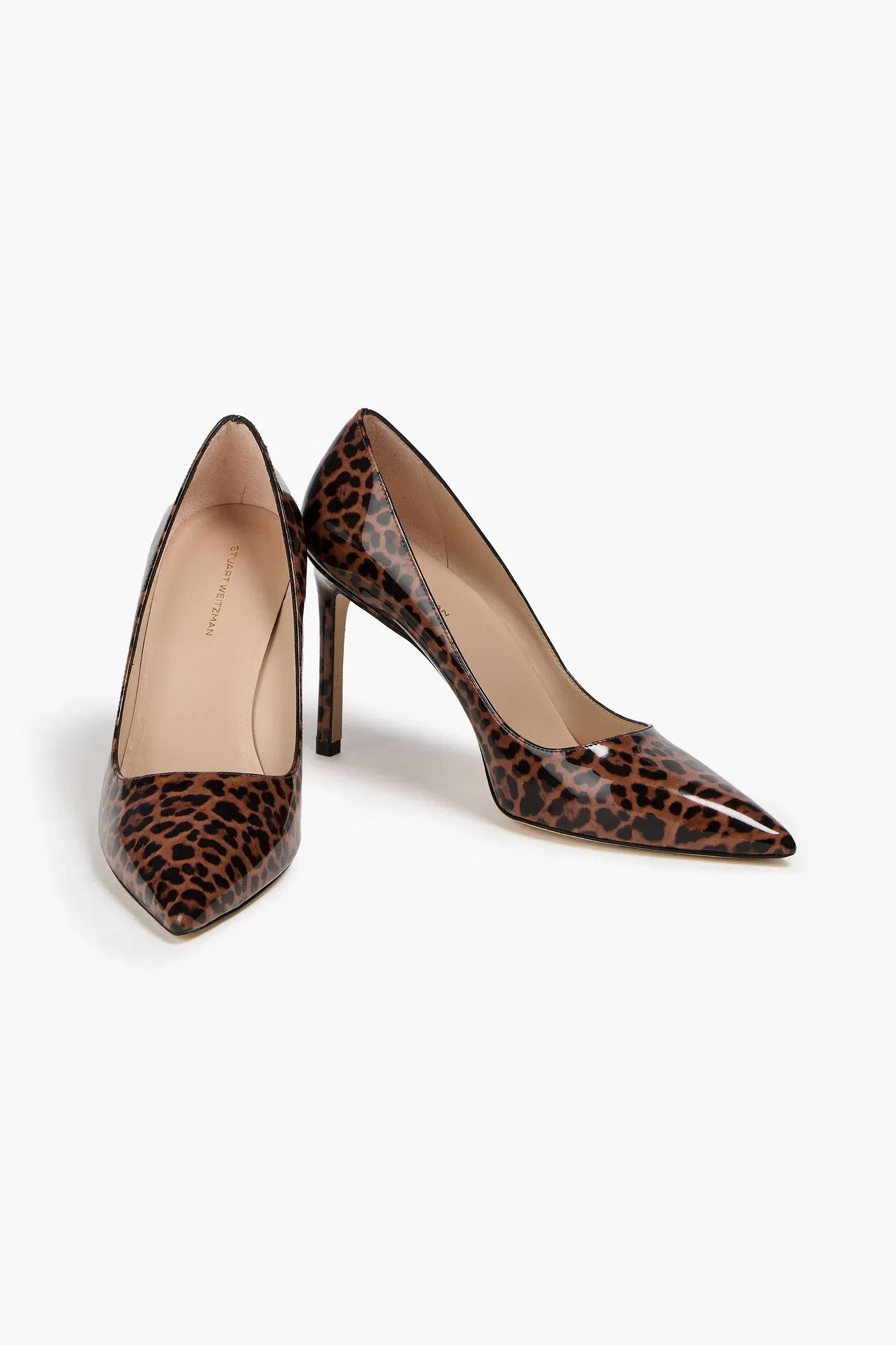 Stuart Weitzman Leigh 95 Glossed Leopard-Print Pumps Animal Print Women's