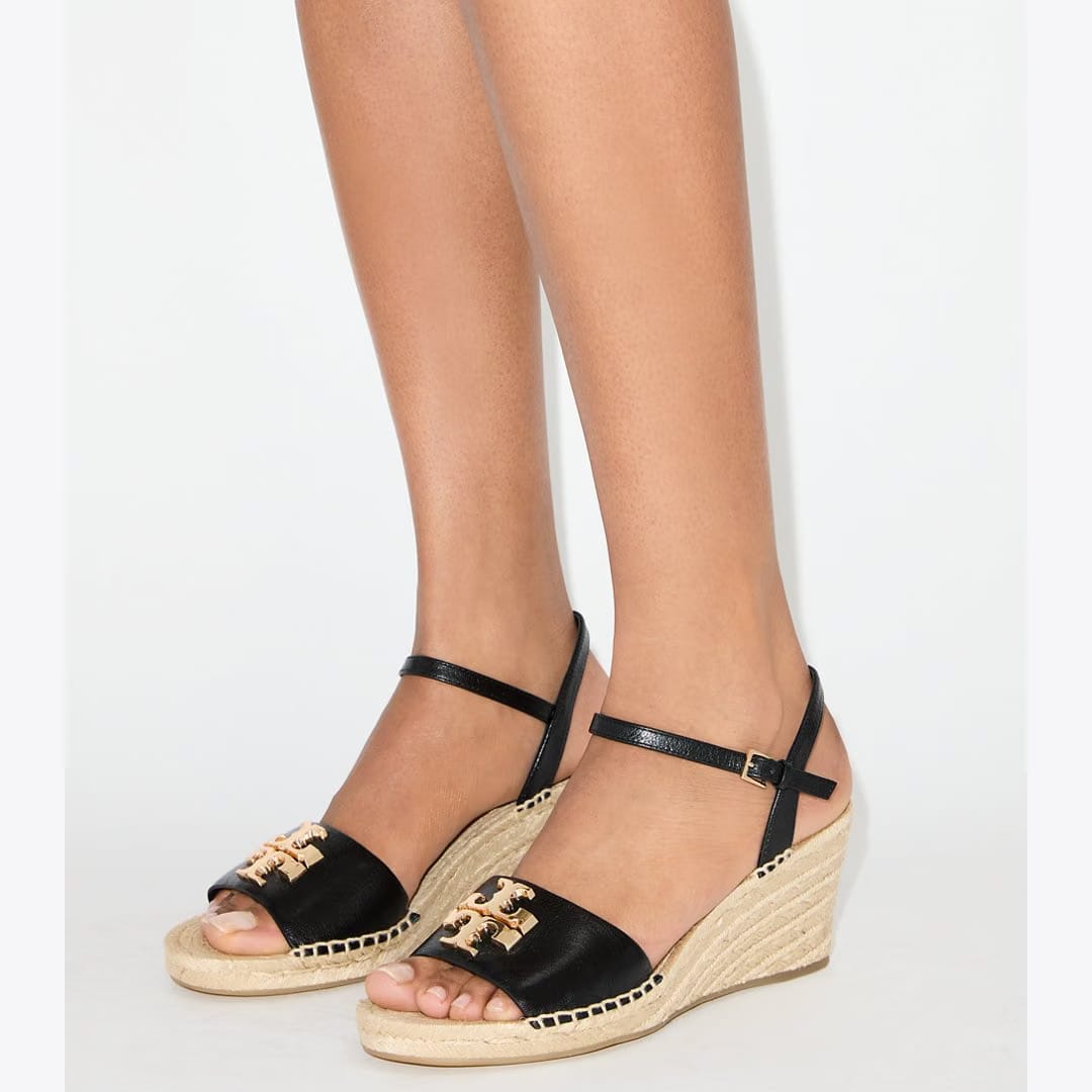 Tory Burch Eleanor Wedge Espadrille PERFECT BLACK / GOLD