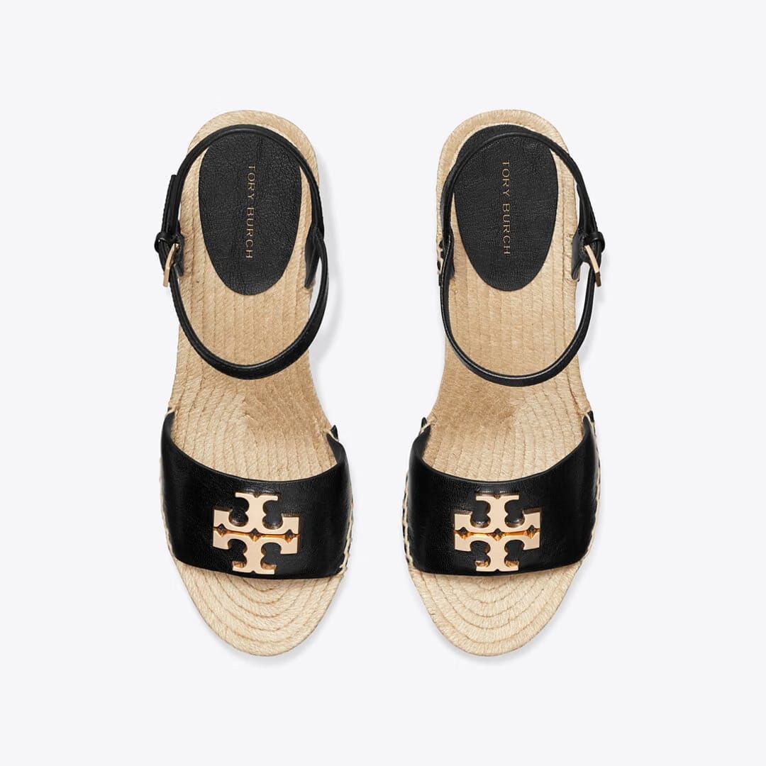Tory Burch Eleanor Wedge Espadrille PERFECT BLACK / GOLD