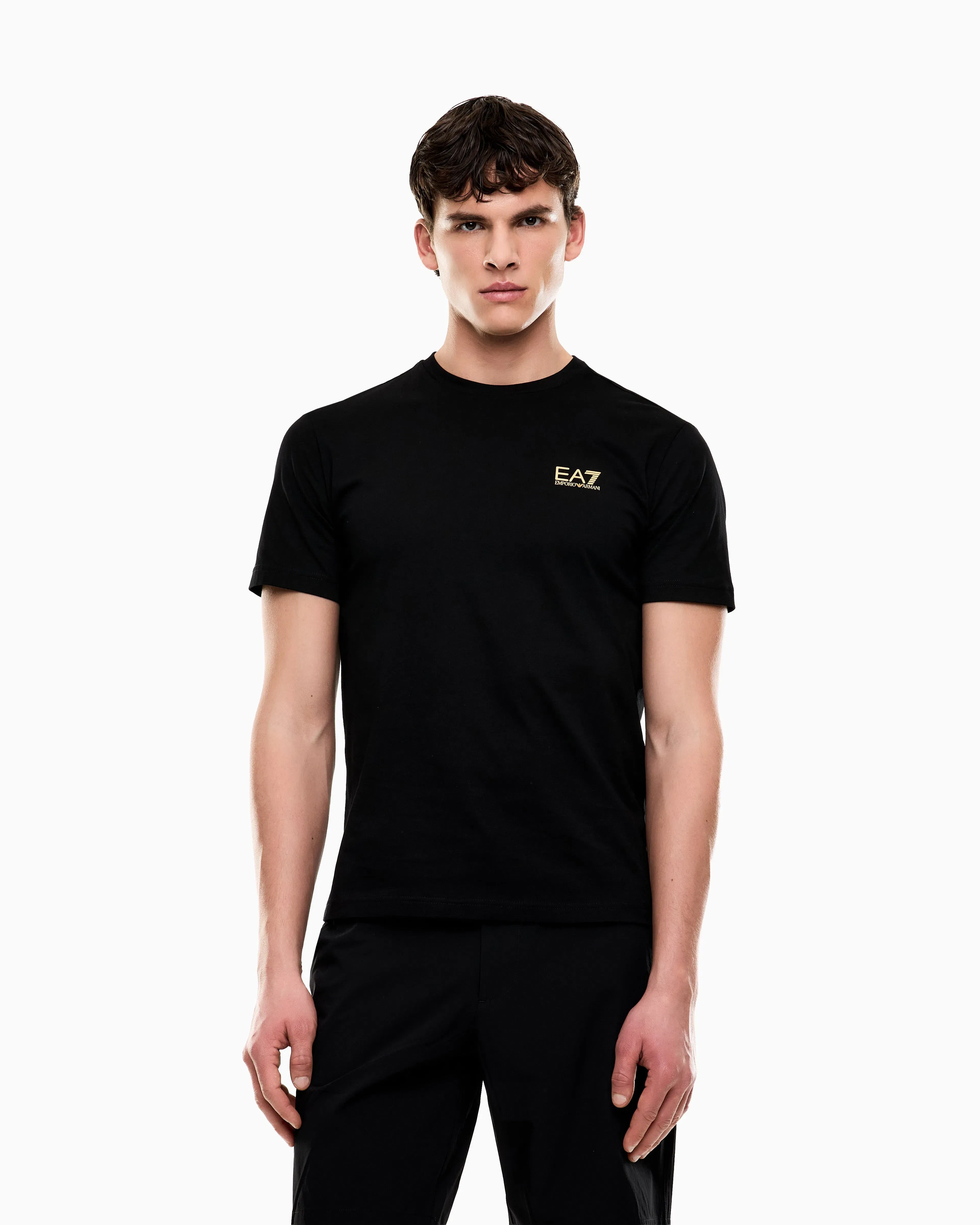 EA7 Cotton shirt in Pima jersey with crew neck Core Identity
