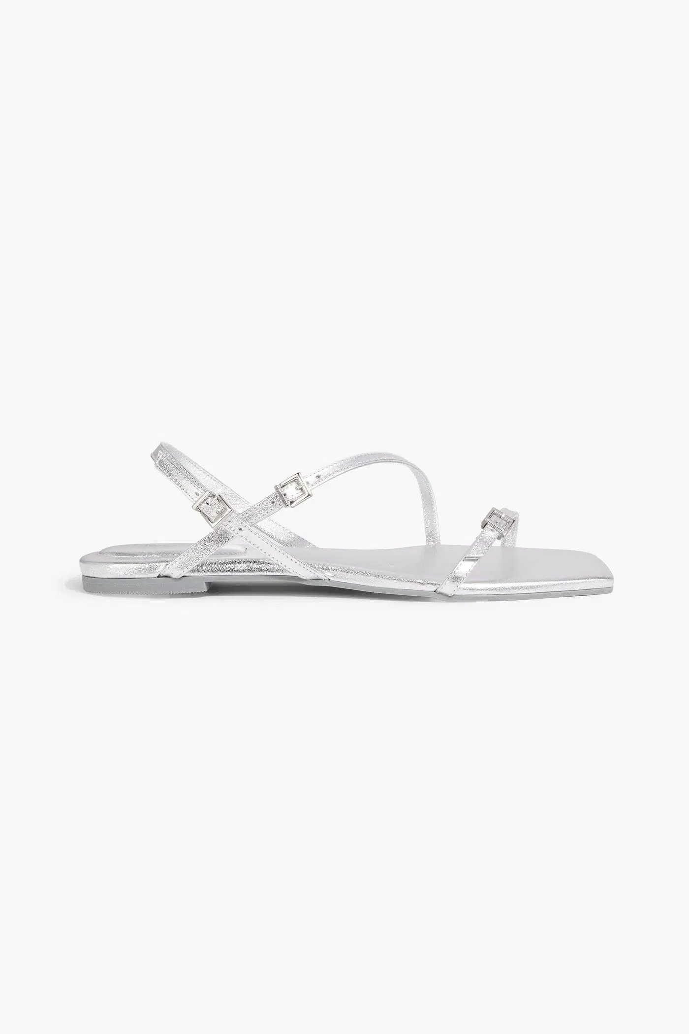Simkhai Carey Metallic Leather Sandals Silver Women's