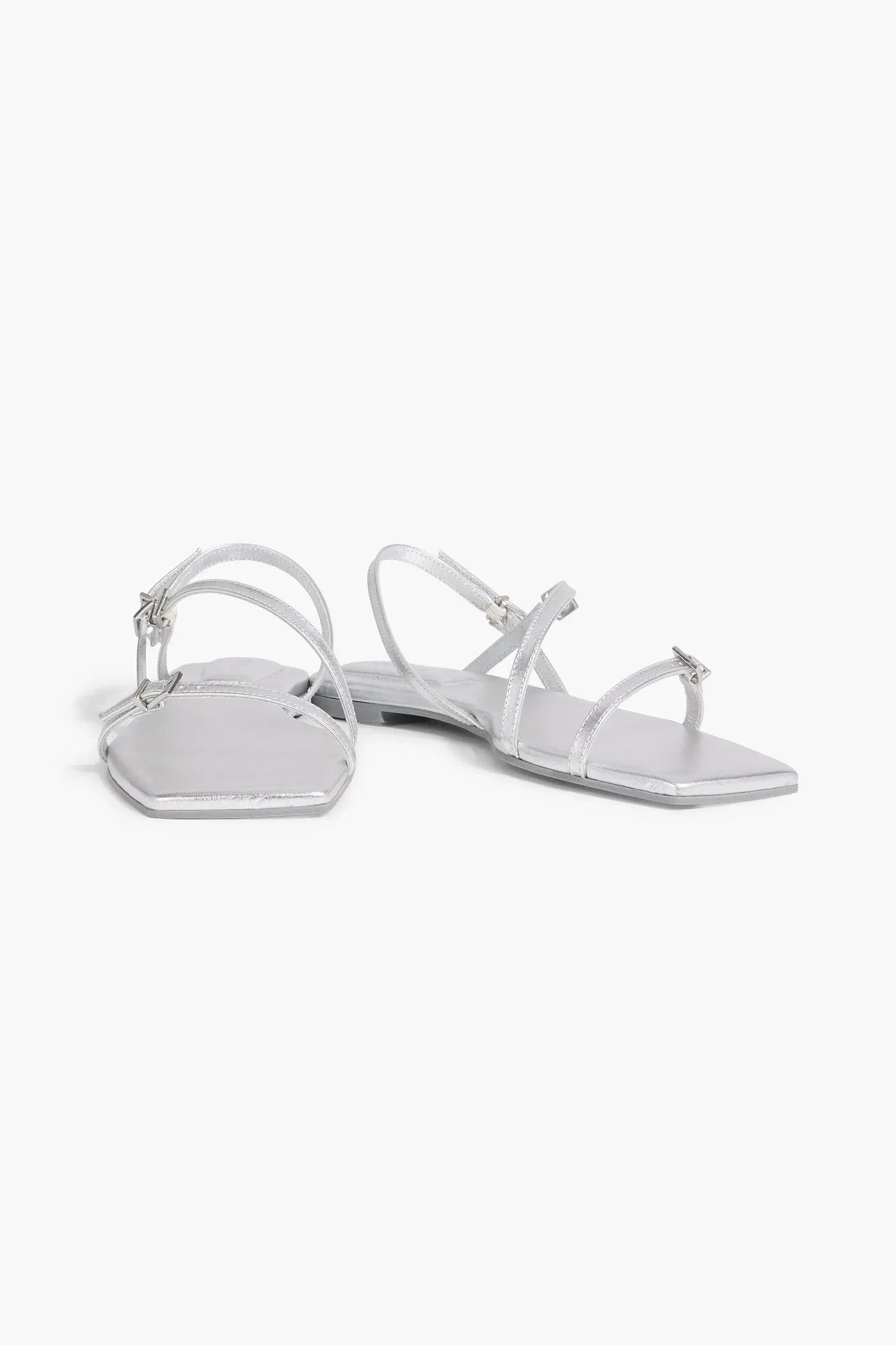 Simkhai Carey Metallic Leather Sandals Silver Women's