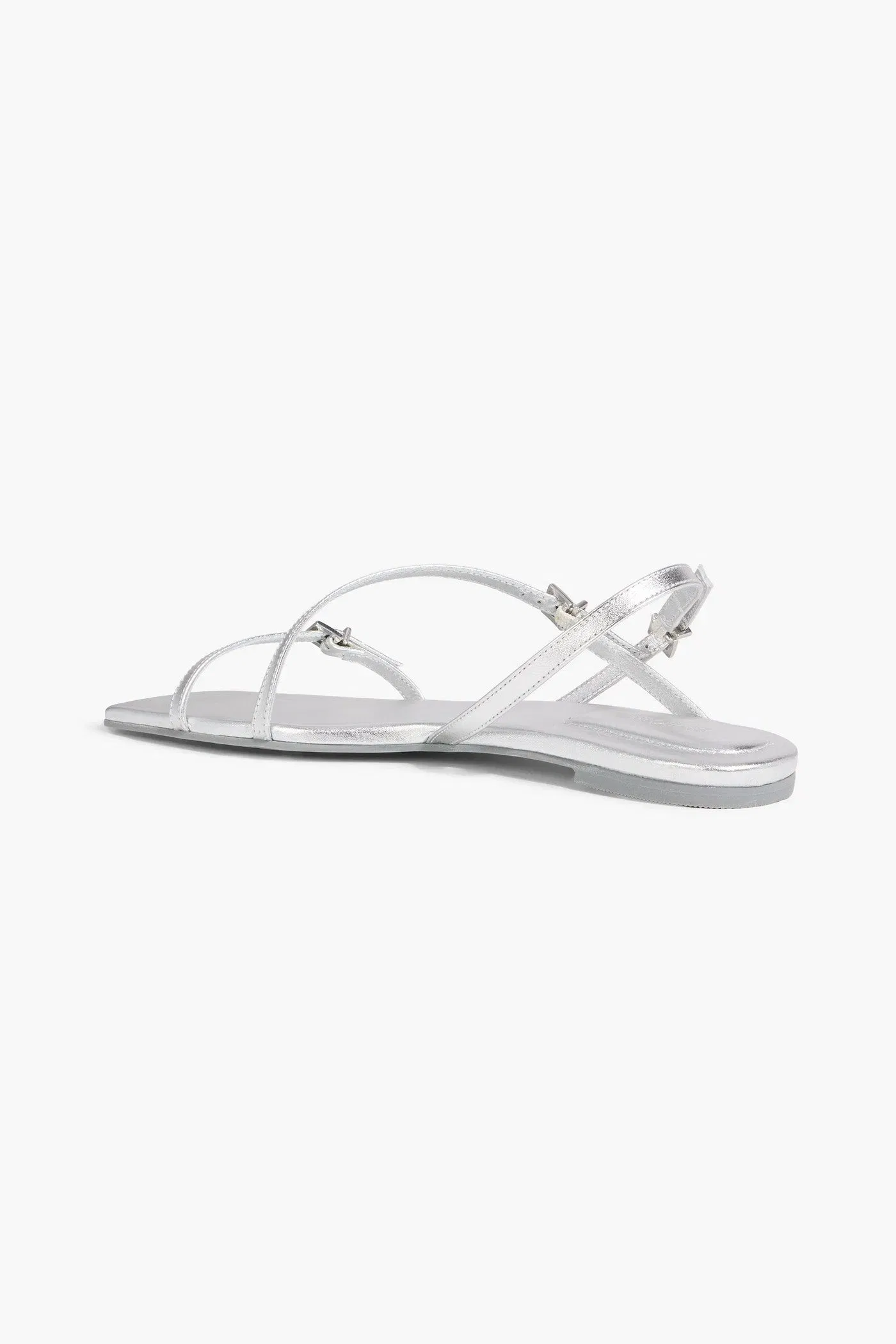 Simkhai Carey Metallic Leather Sandals Silver Women's