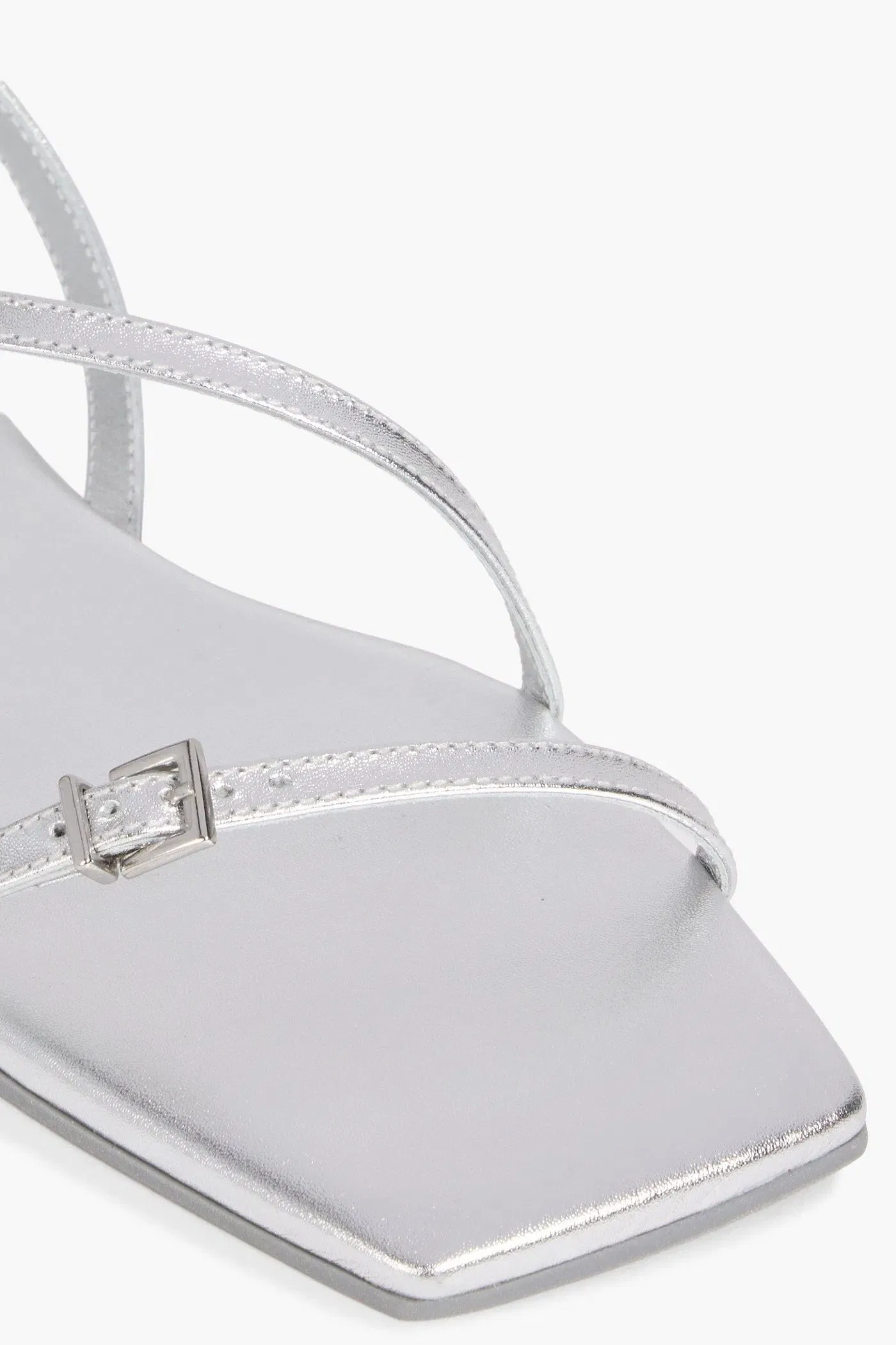 Simkhai Carey Metallic Leather Sandals Silver Women's