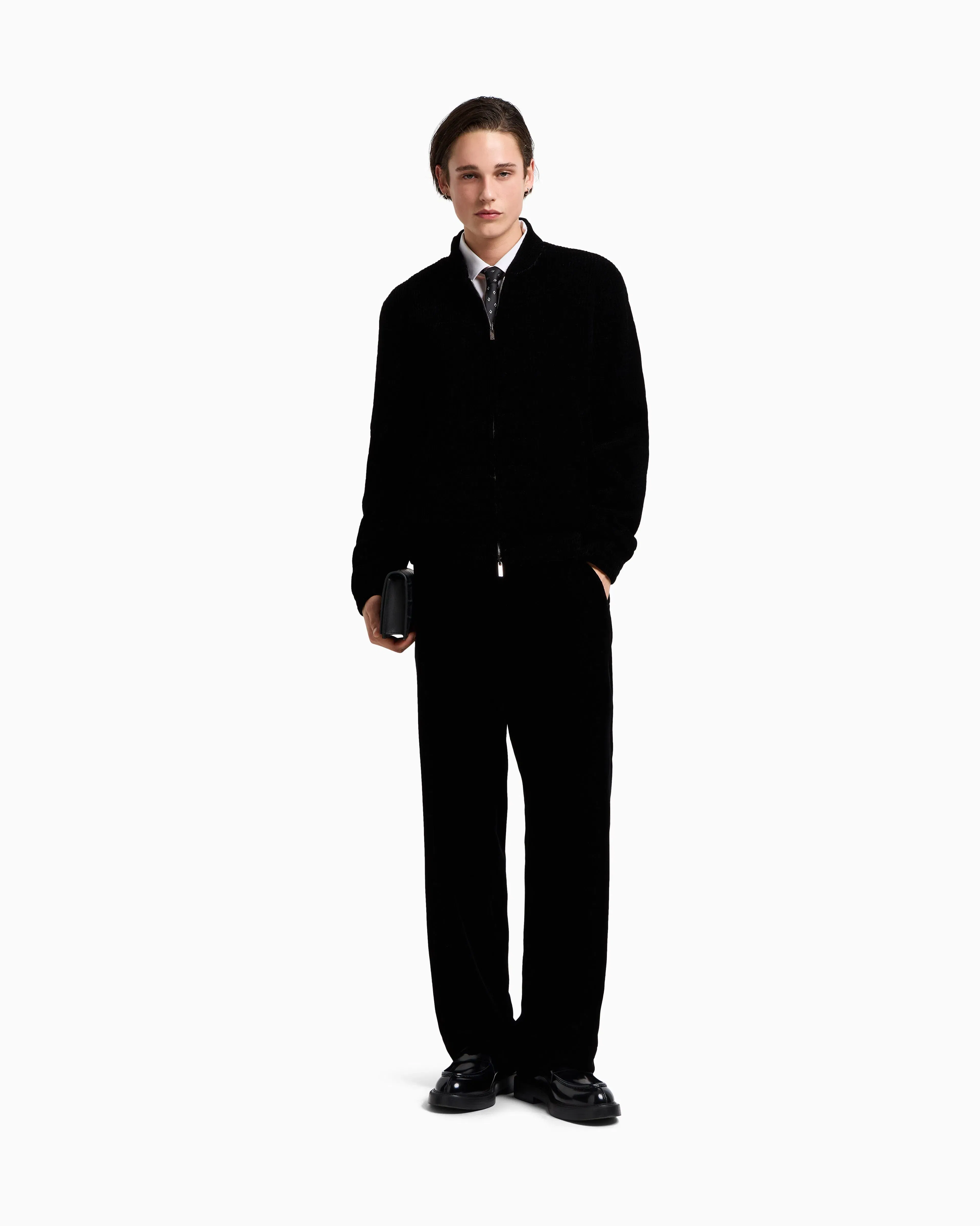 Emporio Armani Icon quilted stretch velvet blouson
