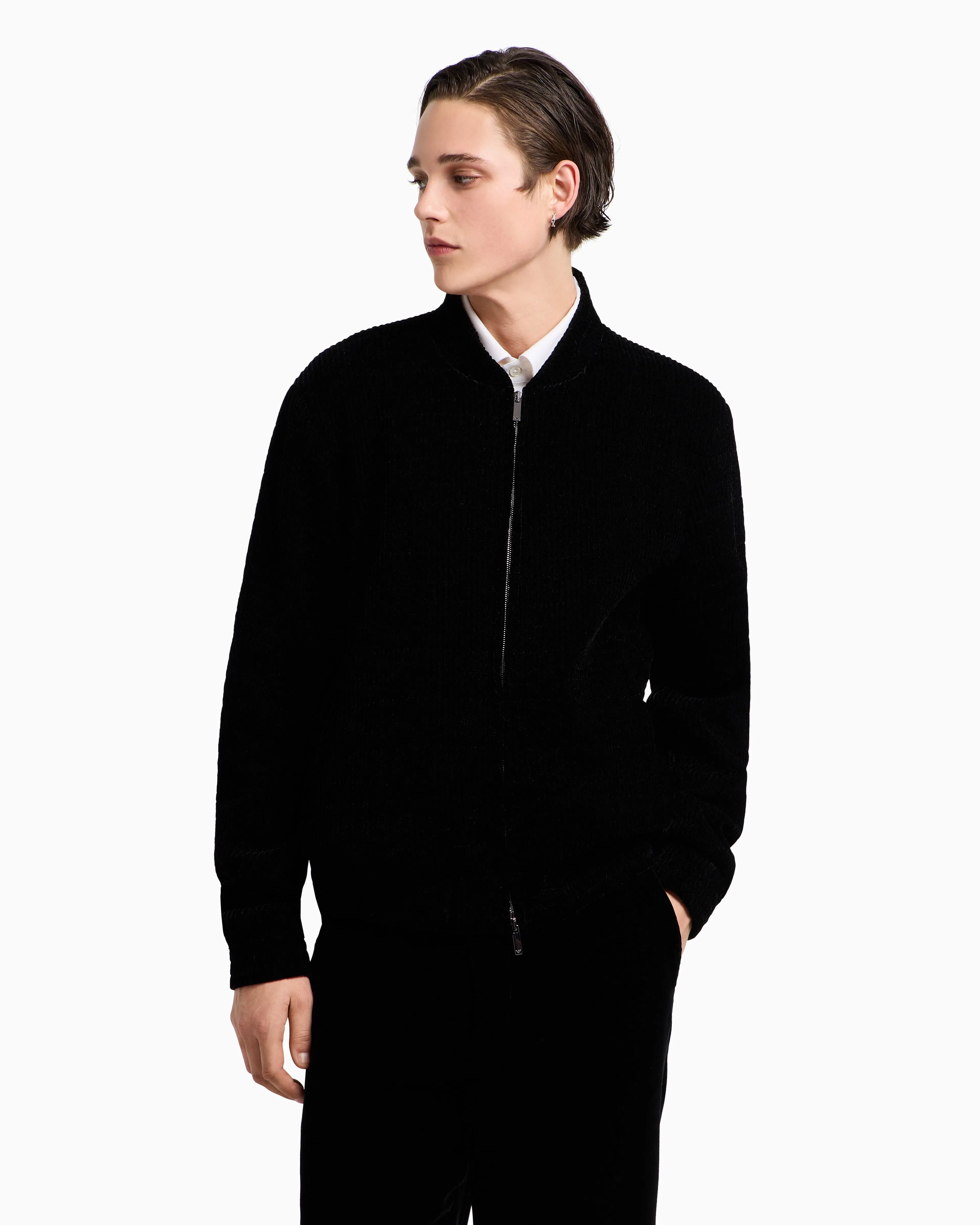 Emporio Armani Icon quilted stretch velvet blouson