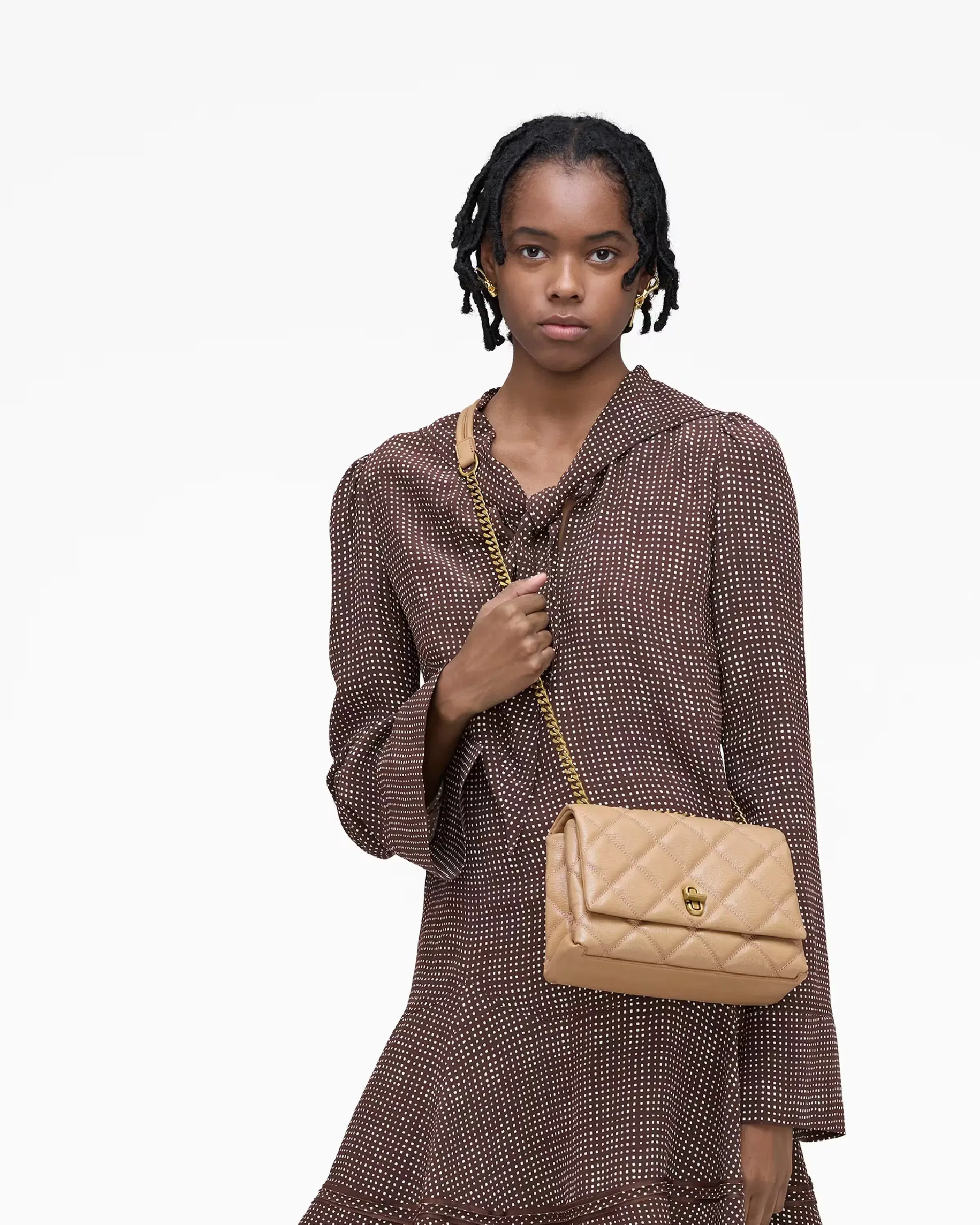Marc Jacobs The Quilted Slim Dual Convertible Shoulder Bag Camel