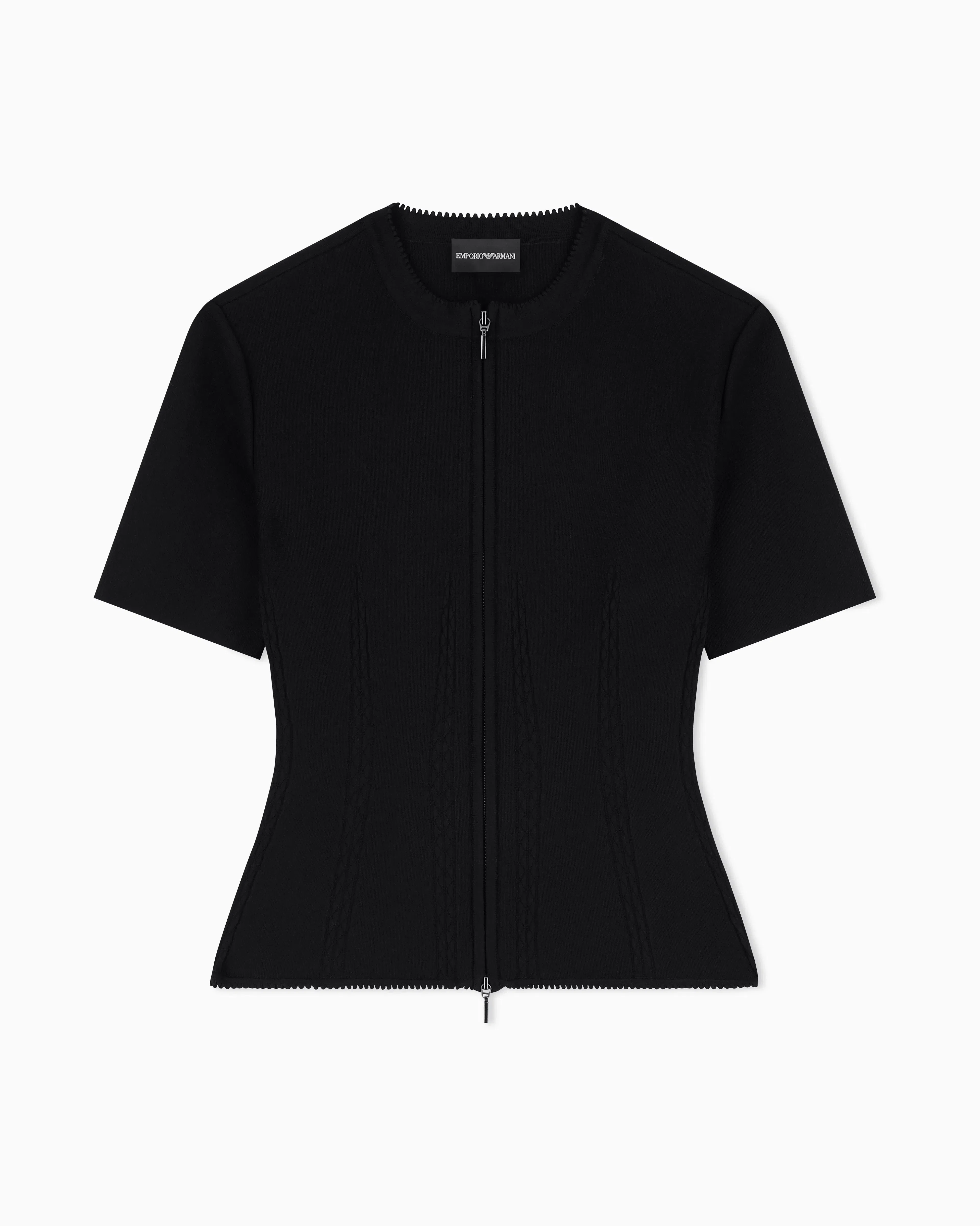 Emporio Armani Fabric-stitch knit zip-up jacket