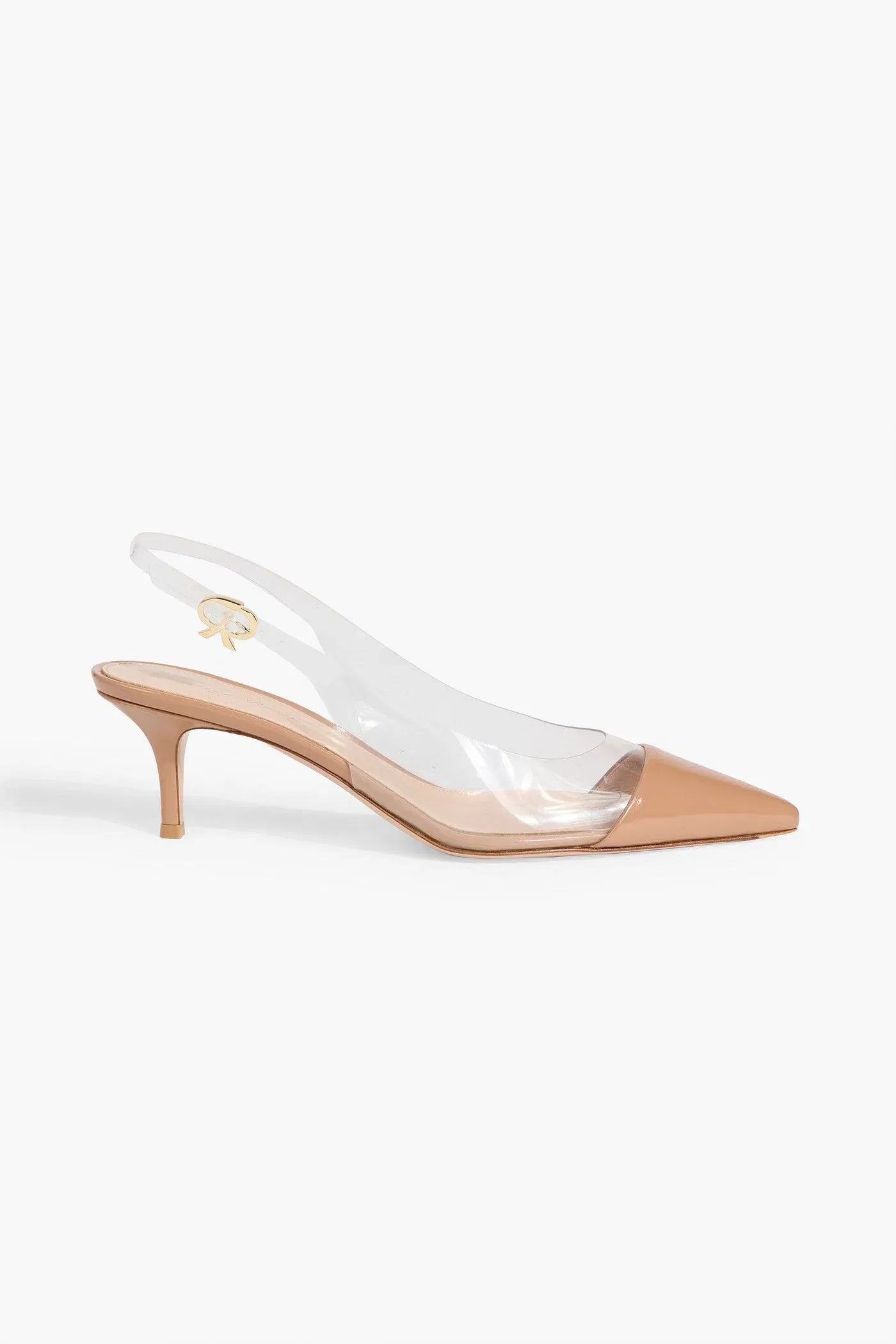 Gianvito Rossi Plexi Sling 55 Leather And Pvc Slingback Pumps Sand Women's