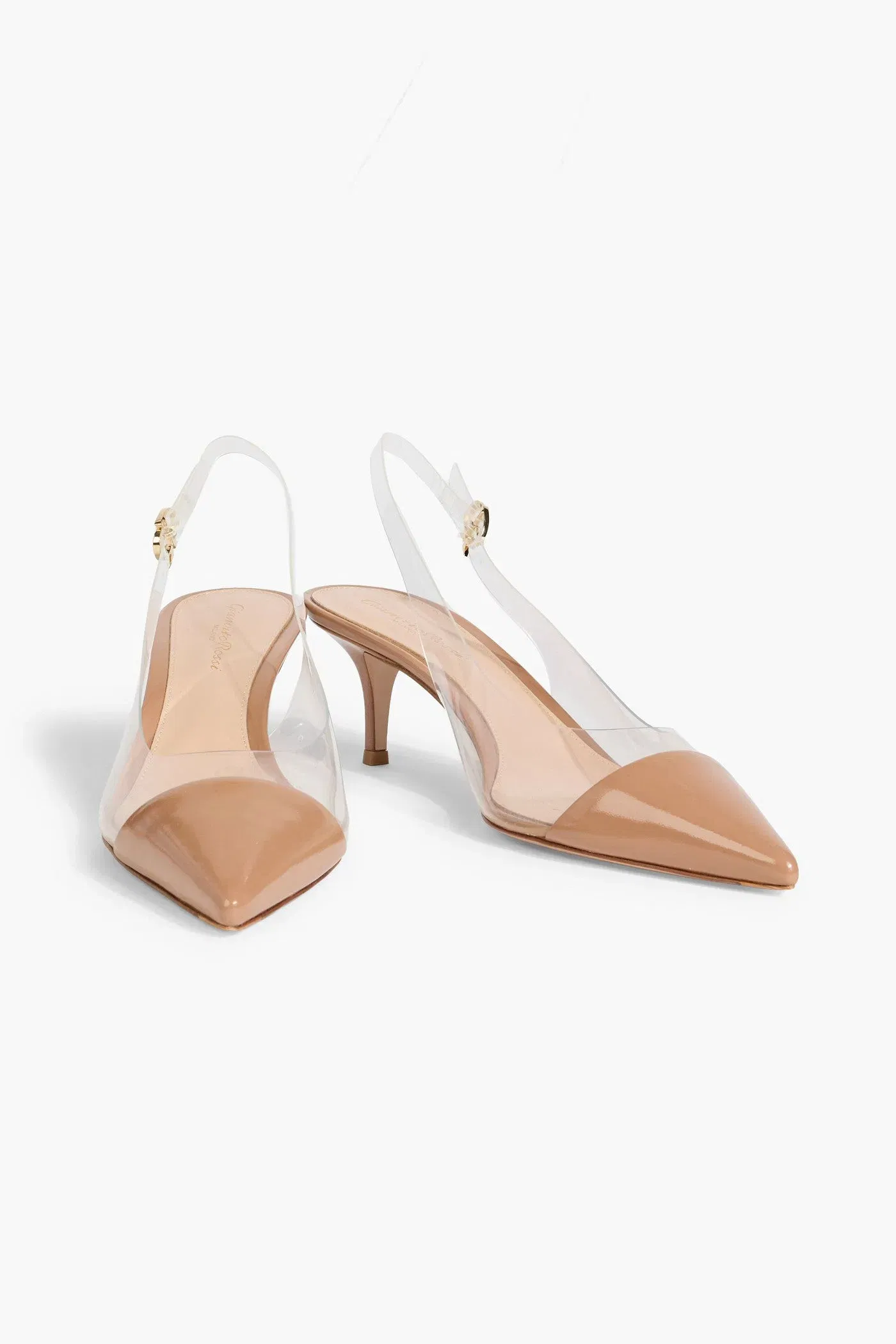 Gianvito Rossi Plexi Sling 55 Leather And Pvc Slingback Pumps Sand Women's
