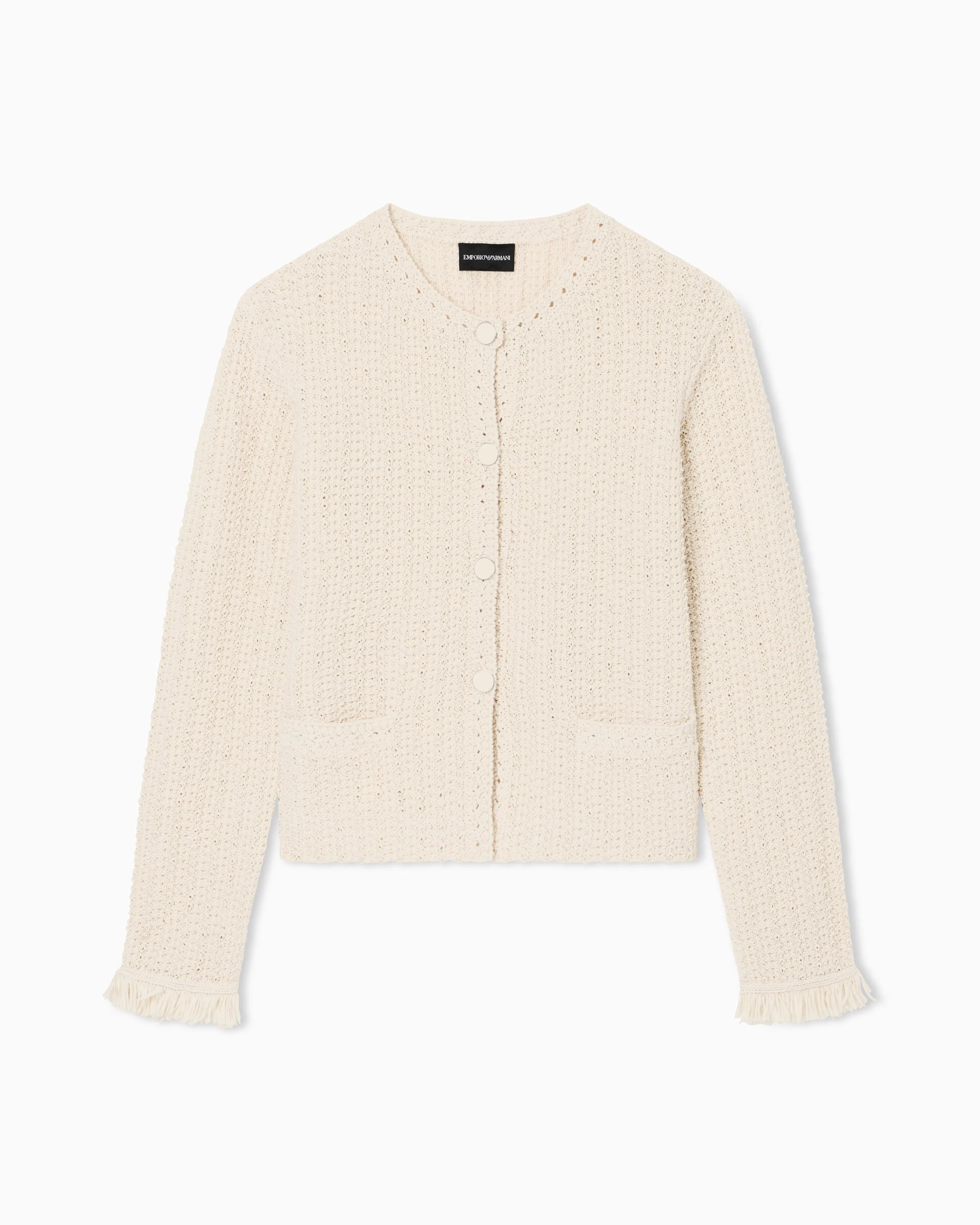 Emporio Armani Check-effect knit jacket