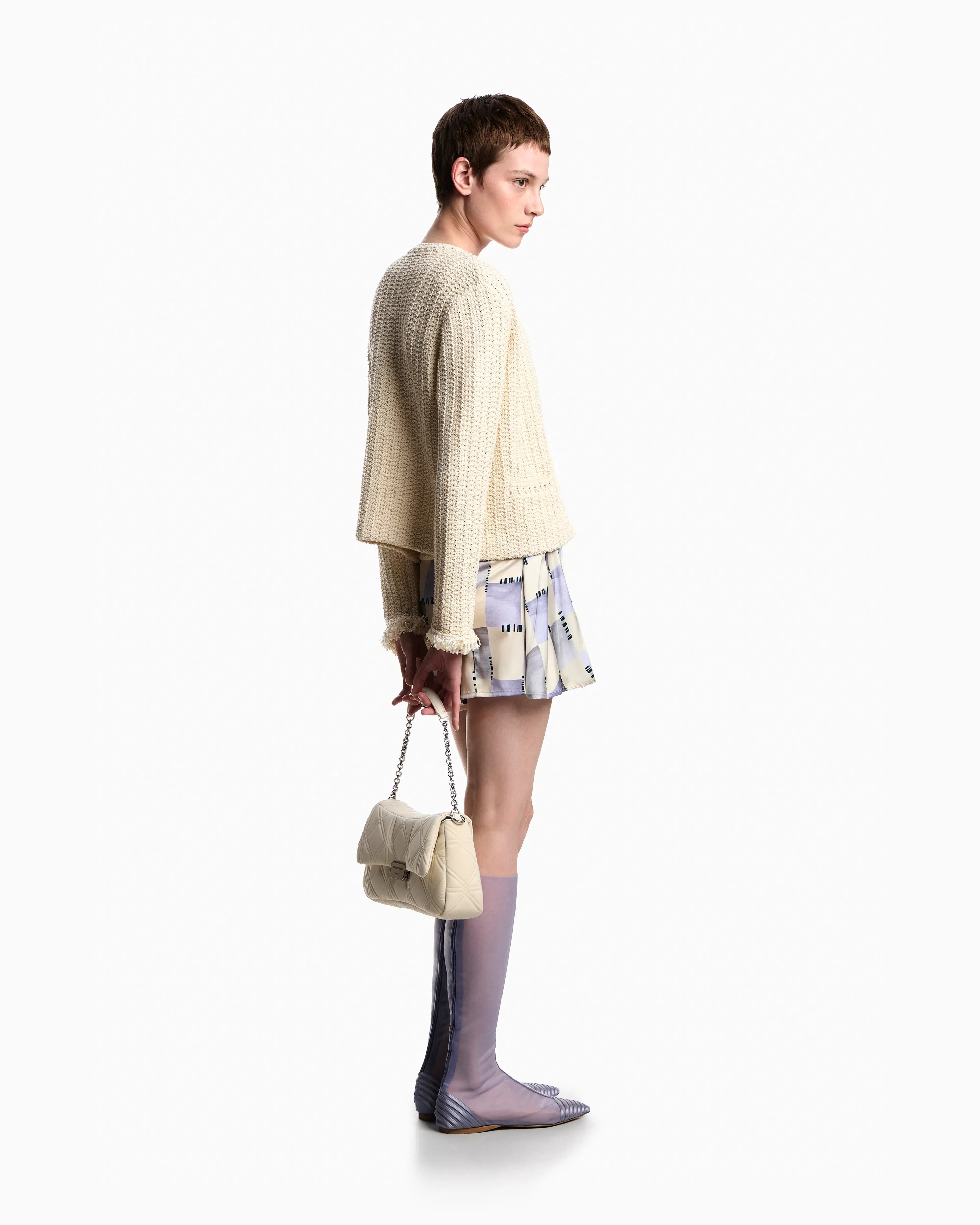 Emporio Armani Check-effect knit jacket