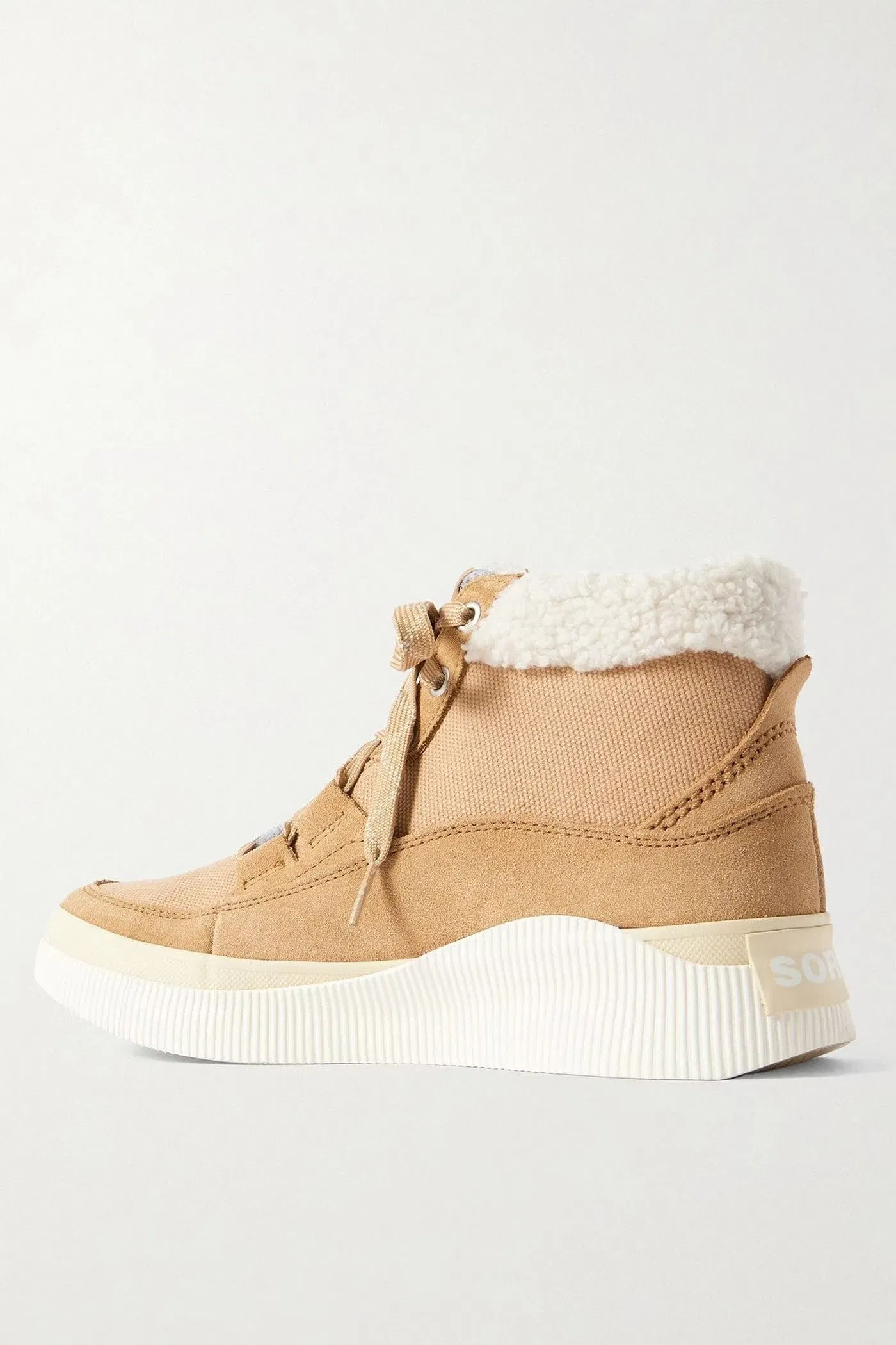 Sorel Out 'n About Iv Felt-Trimmed Suede And Canvas Ankle Boots Camel Women's