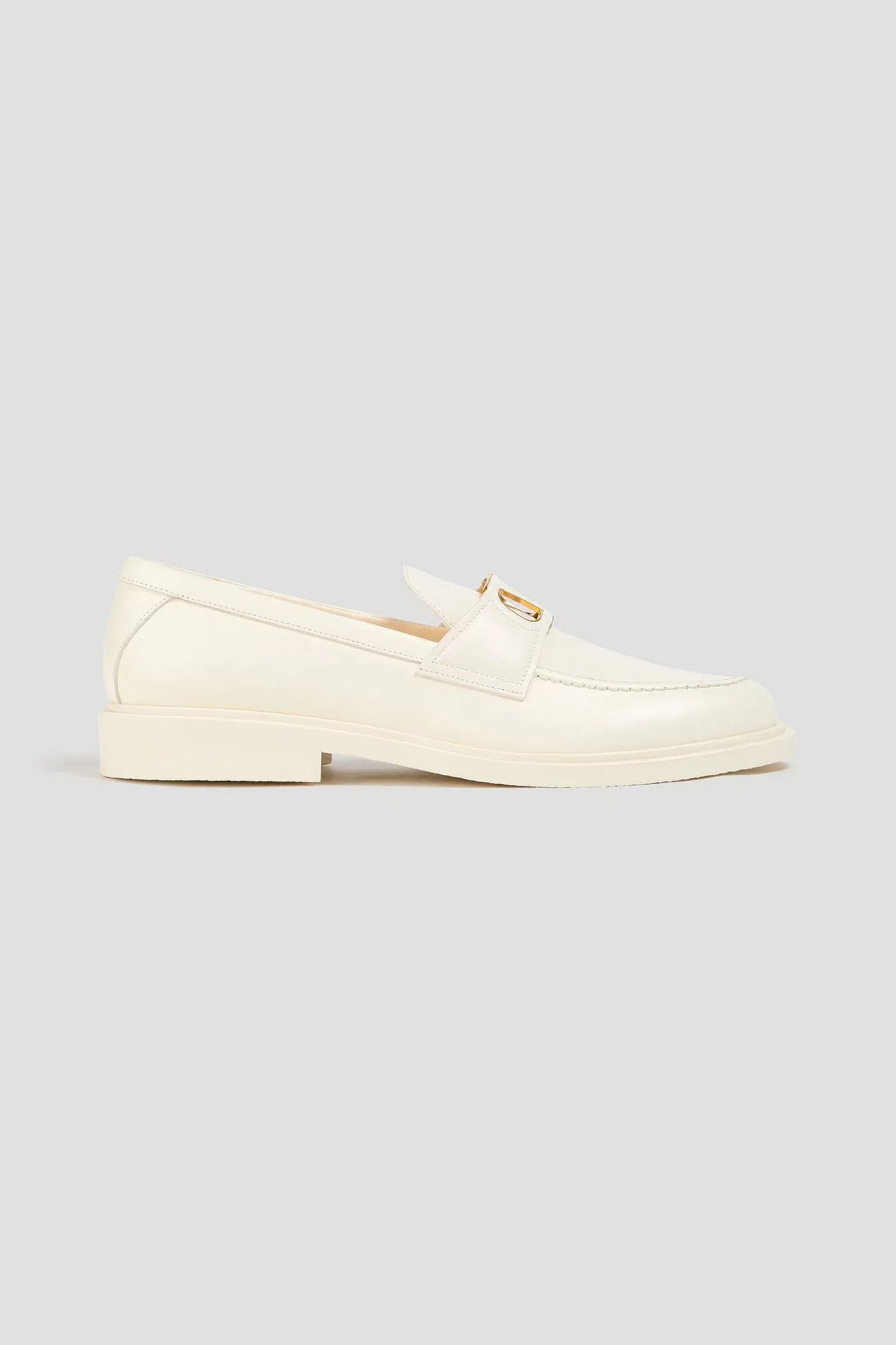 Valentino Garavani Vlogo Signature Leather Loafers Ivory Women's