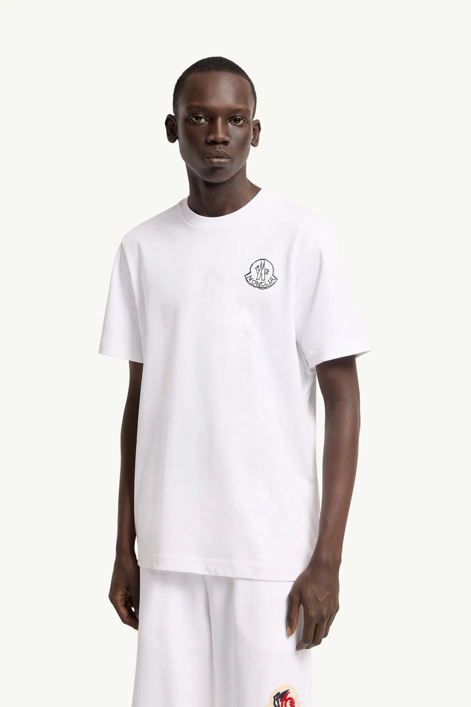 Moncler Cotton Jersey Logo Patch T-Shirt White White