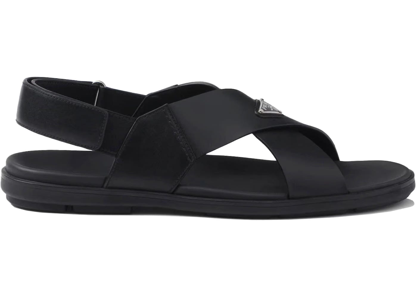 Prada Crisscross Leather Sandals Black