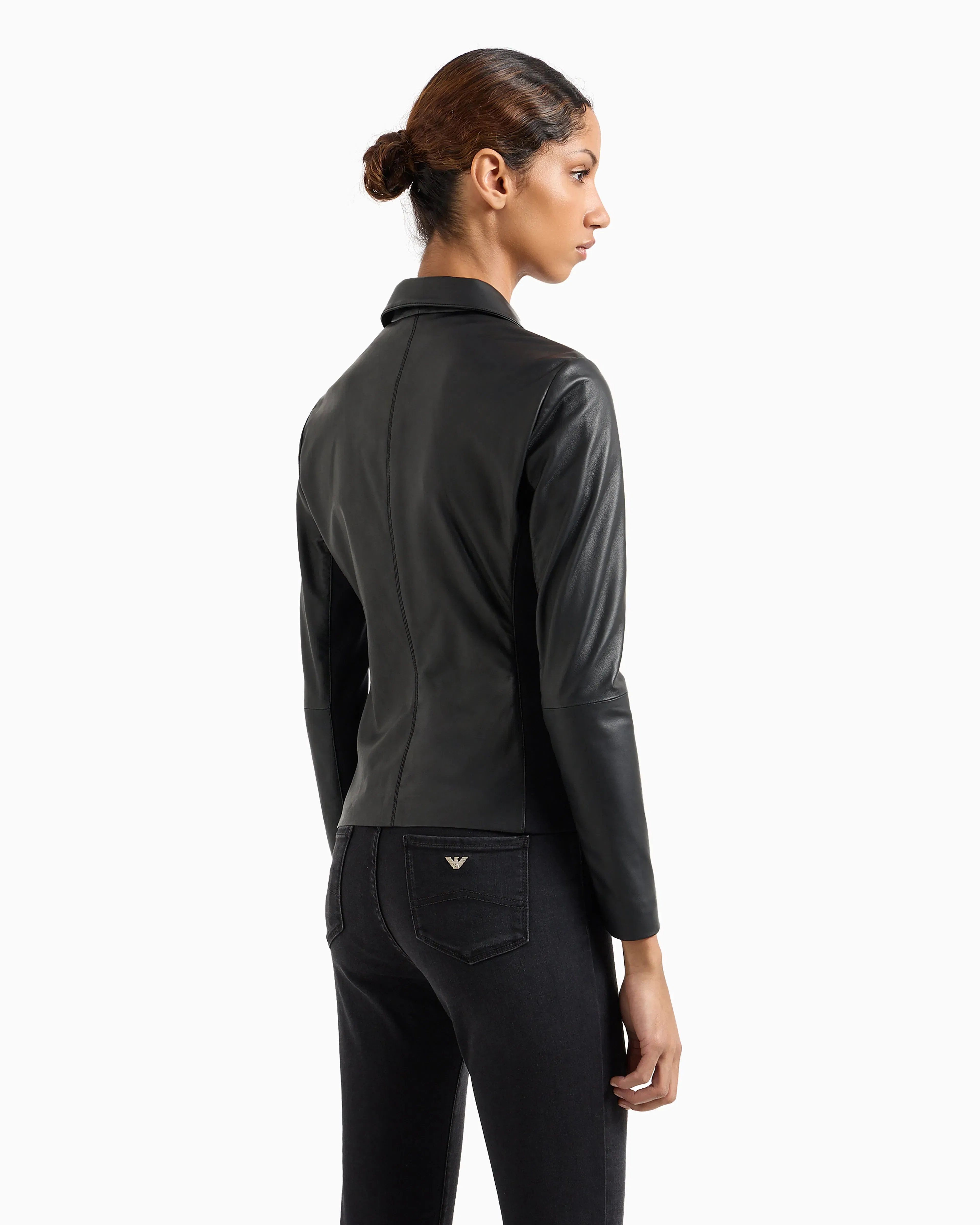 Emporio Armani Jersey insert jacket in nappa biker style Essential