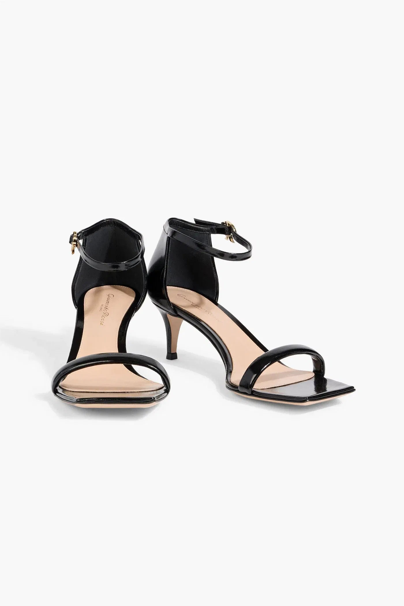 Gianvito Rossi Rhys 55 Glossed-Leather Sandals Black Women's
