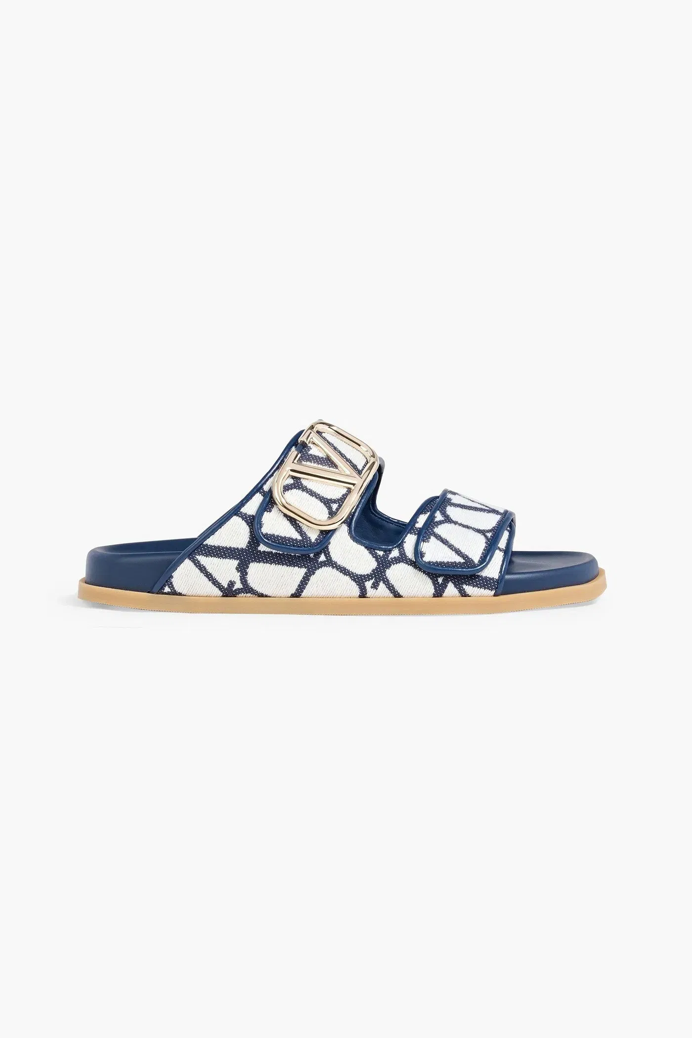 Valentino Garavani Vlogo Jacquard Slides Navy Women's