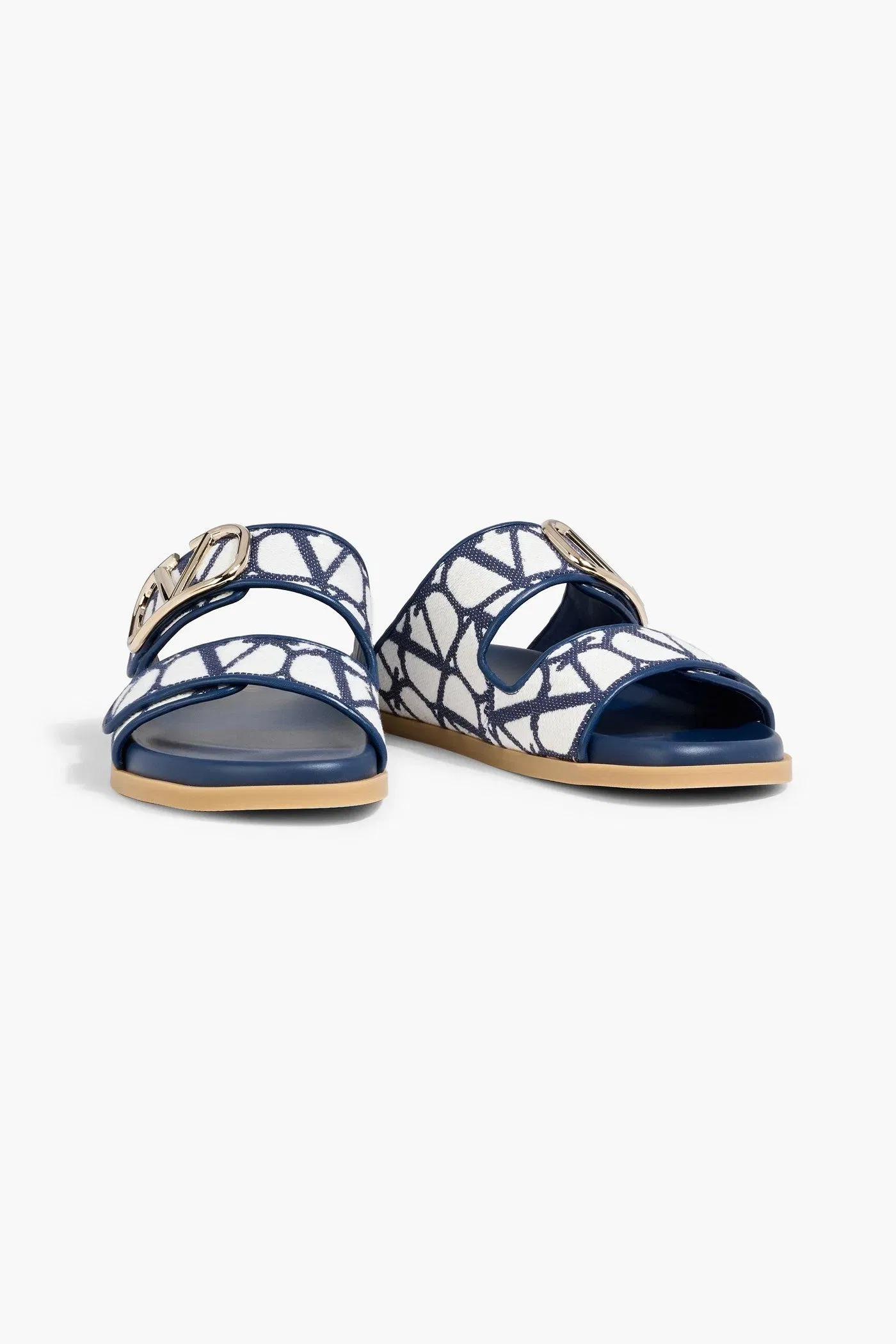 Valentino Garavani Vlogo Jacquard Slides Navy Women's