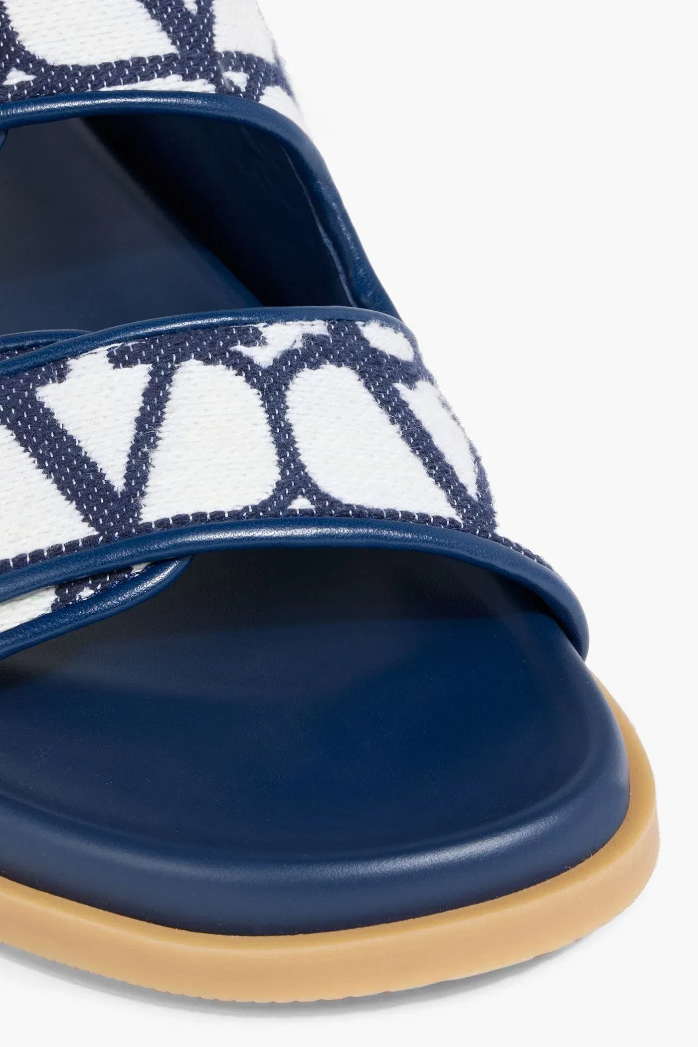 Valentino Garavani Vlogo Jacquard Slides Navy Women's