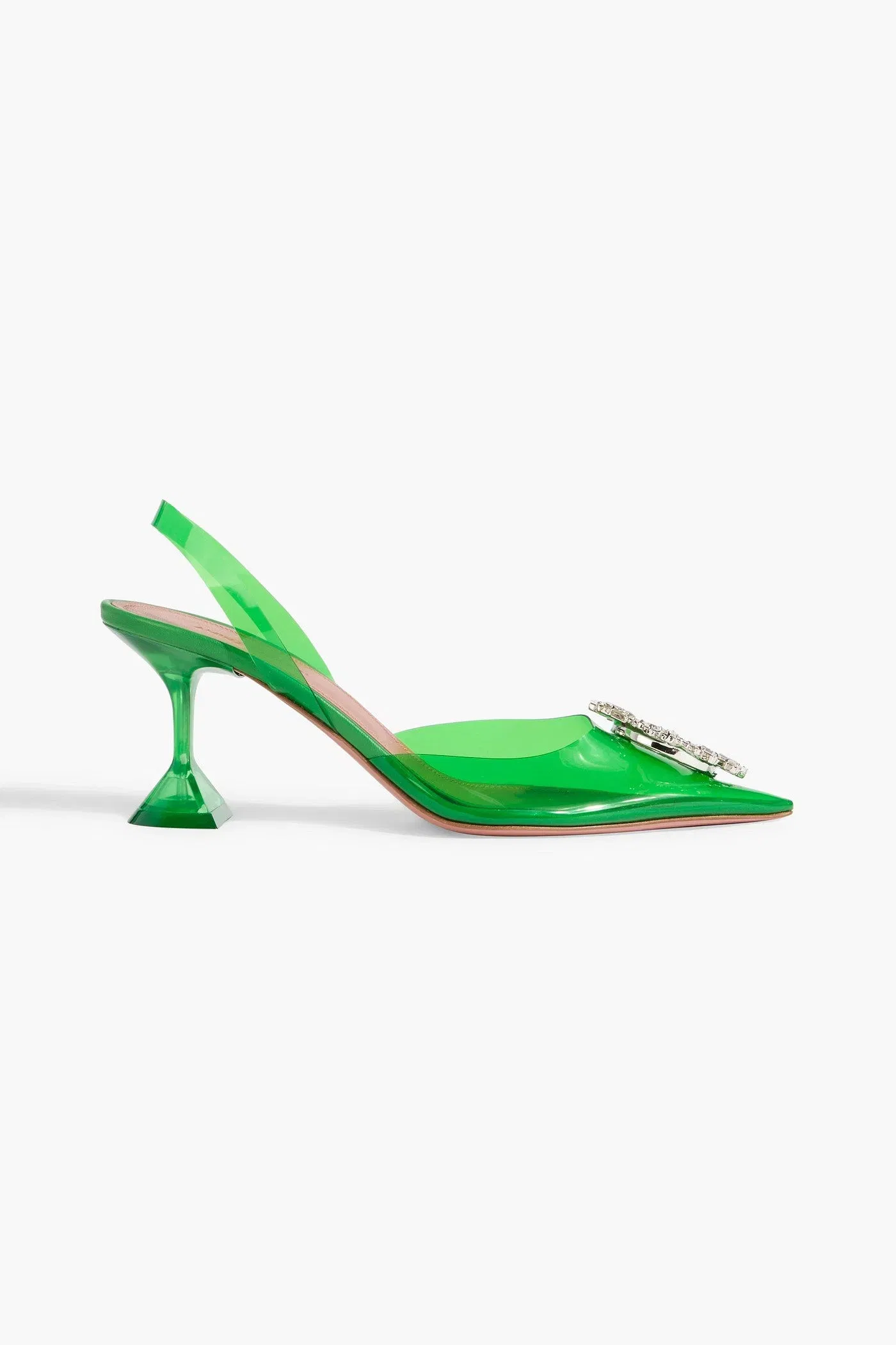 Amina Muaddi Begum Crystal-Embellished Pvc Slingback Pumps Bright Green Women's