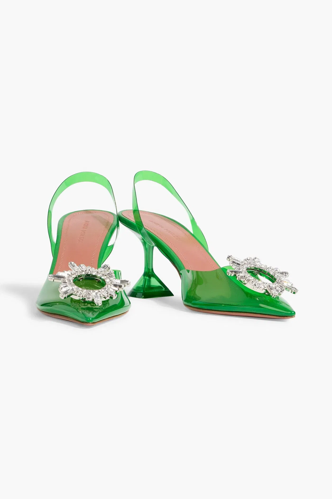 Amina Muaddi Begum Crystal-Embellished Pvc Slingback Pumps Bright Green Women's